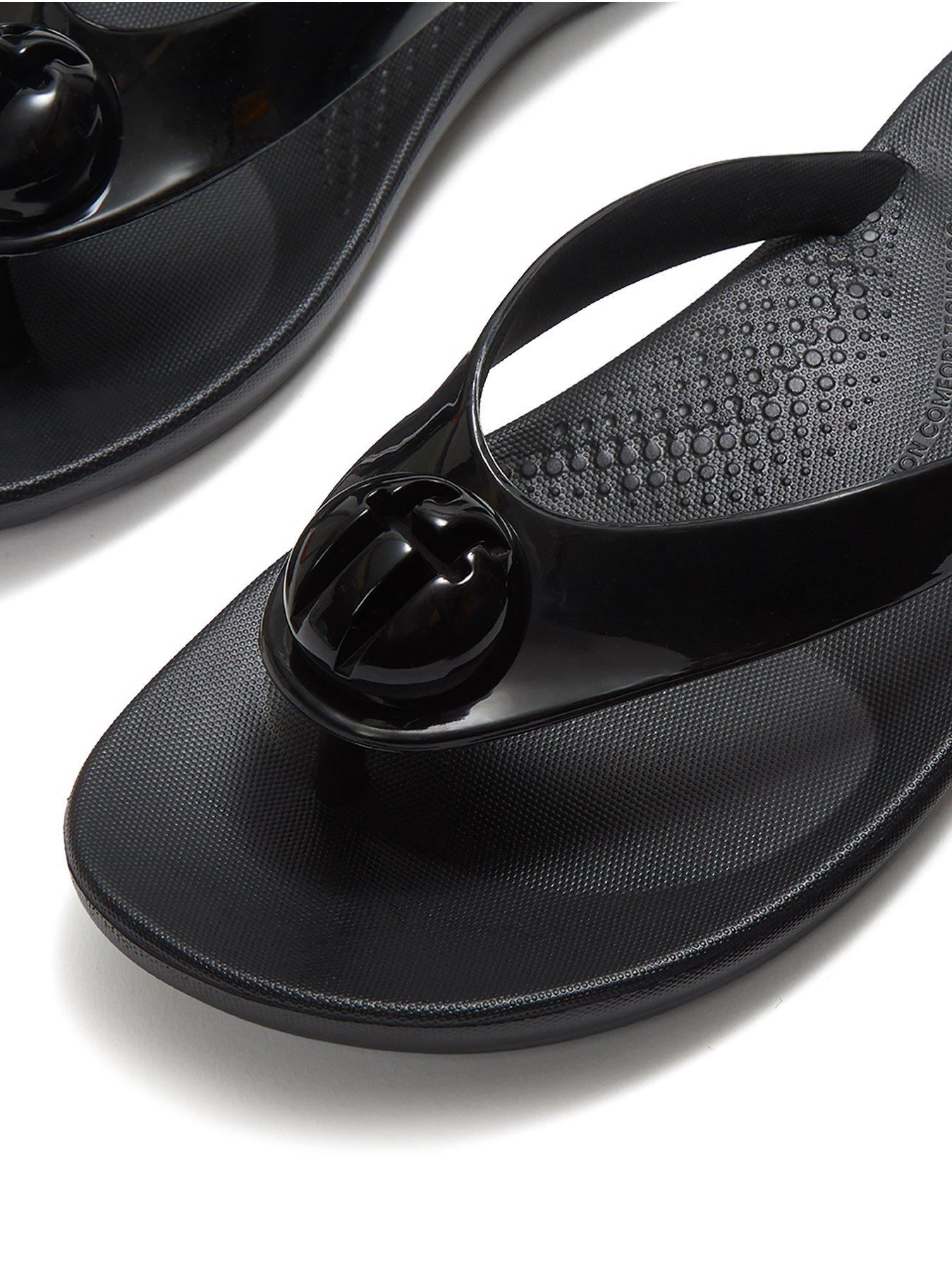 Image 6 of 6 of FitFlop Iqushion Glossy Button Flip-flops - Black