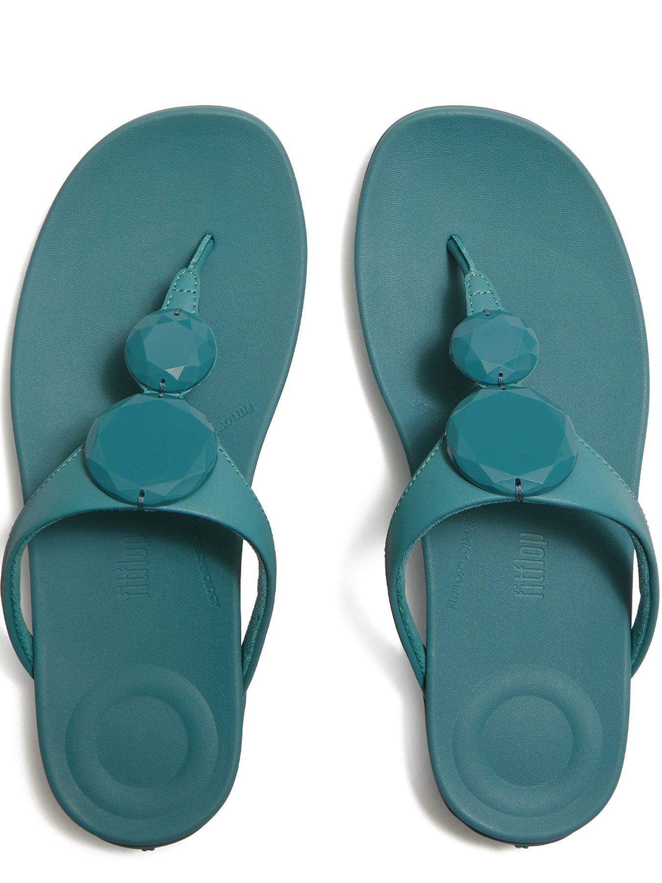 Image 3 of 4 of FitFlop Solay Glossy Disc Toe-post Sandals - Teal