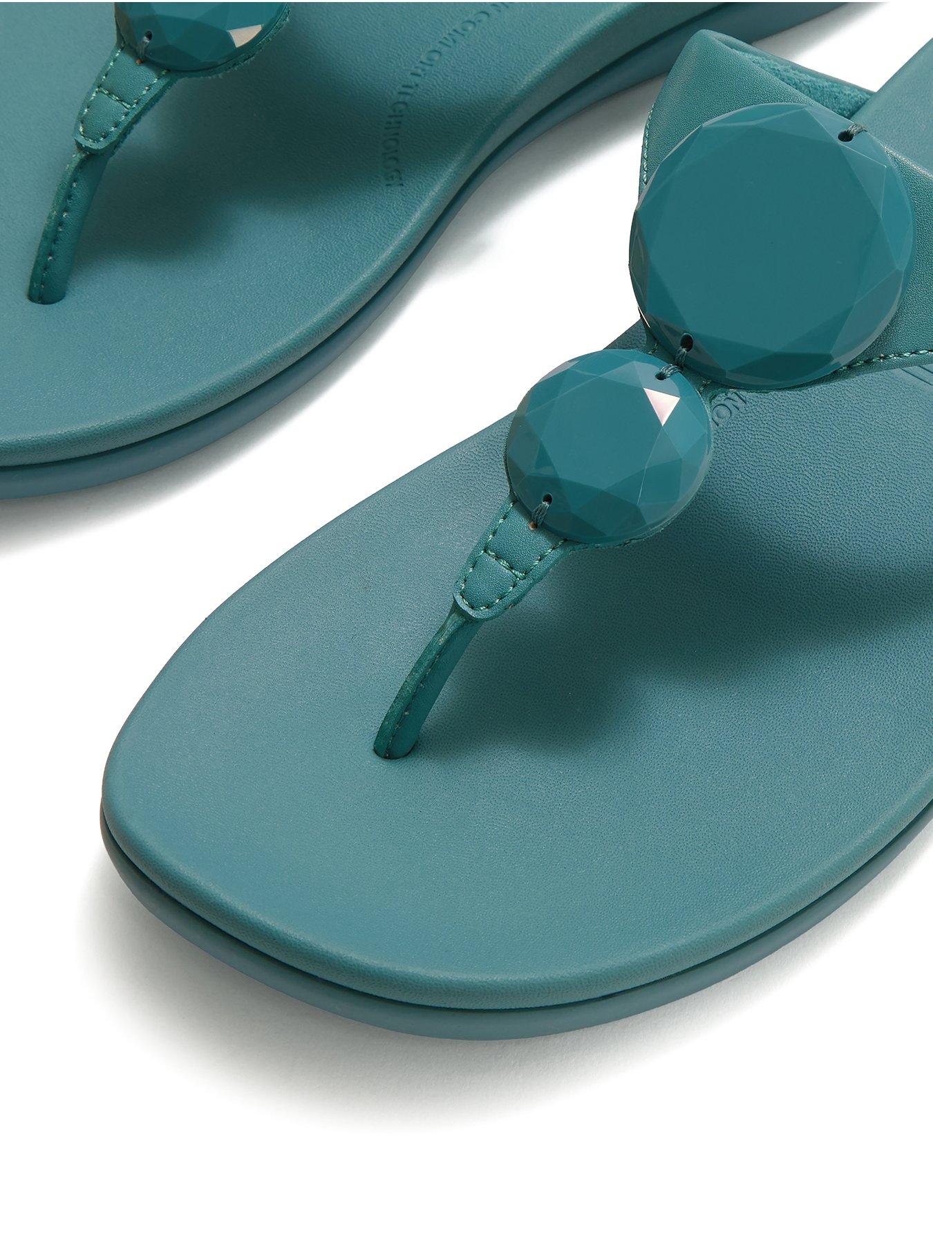 Image 4 of 4 of FitFlop Solay Glossy Disc Toe-post Sandals - Teal