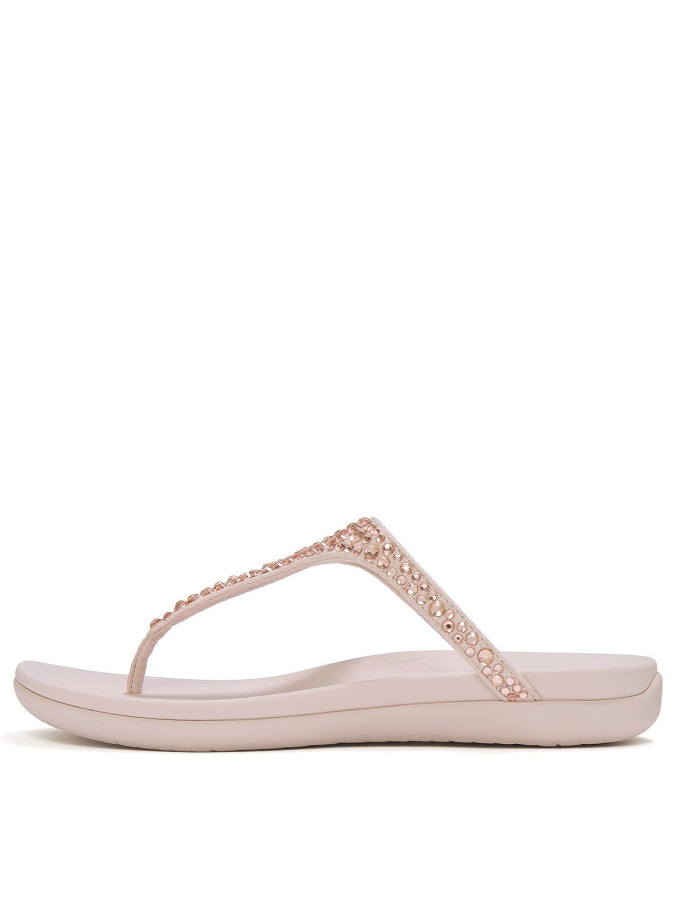 FitFlop Solay Mixed Crystal Toe-post Sandals - Nude Rose
