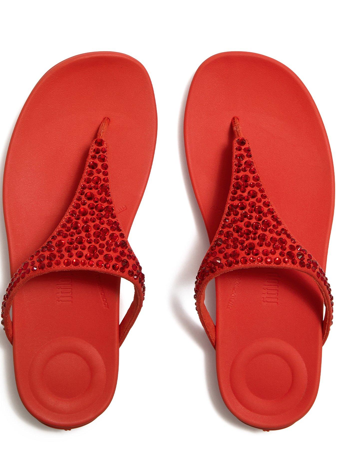 Image 3 of 4 of FitFlop Solay Mixed Crystal Toe-post Sandals - Cherry Tomato