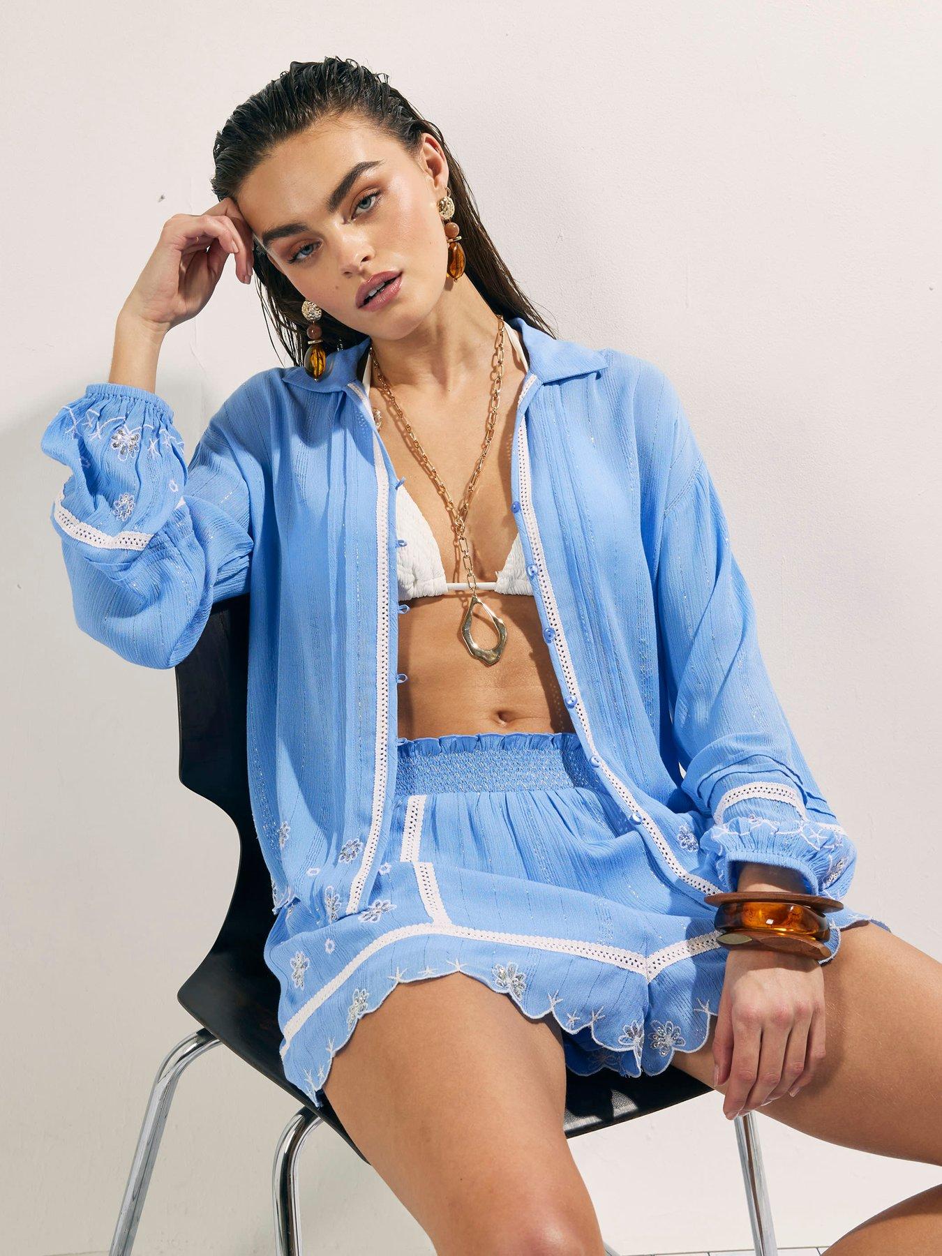 river-island-lurex-lace-shorts-blueoutfit