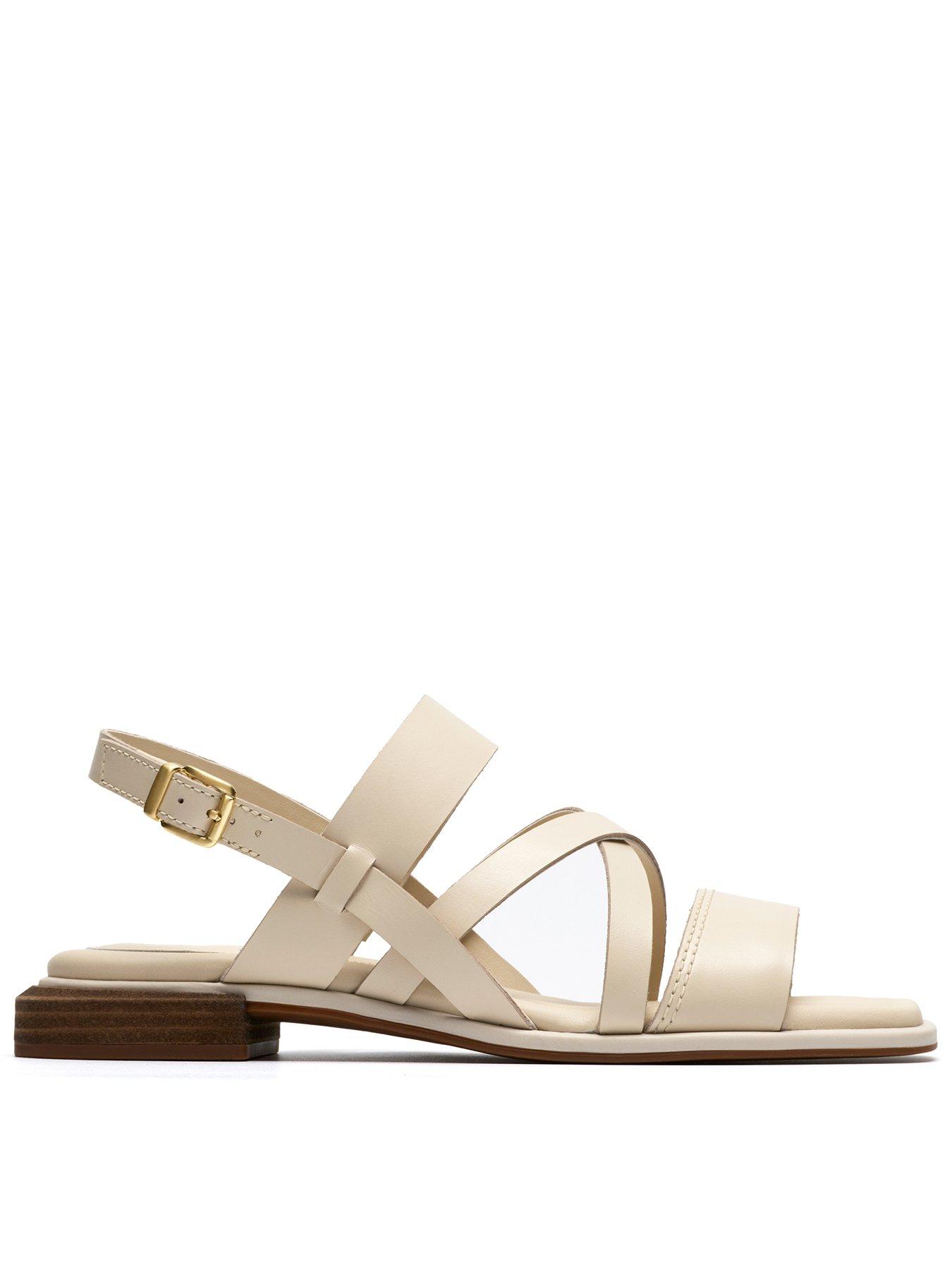 Clarks Ariany Strap Sandals - Cream Leather