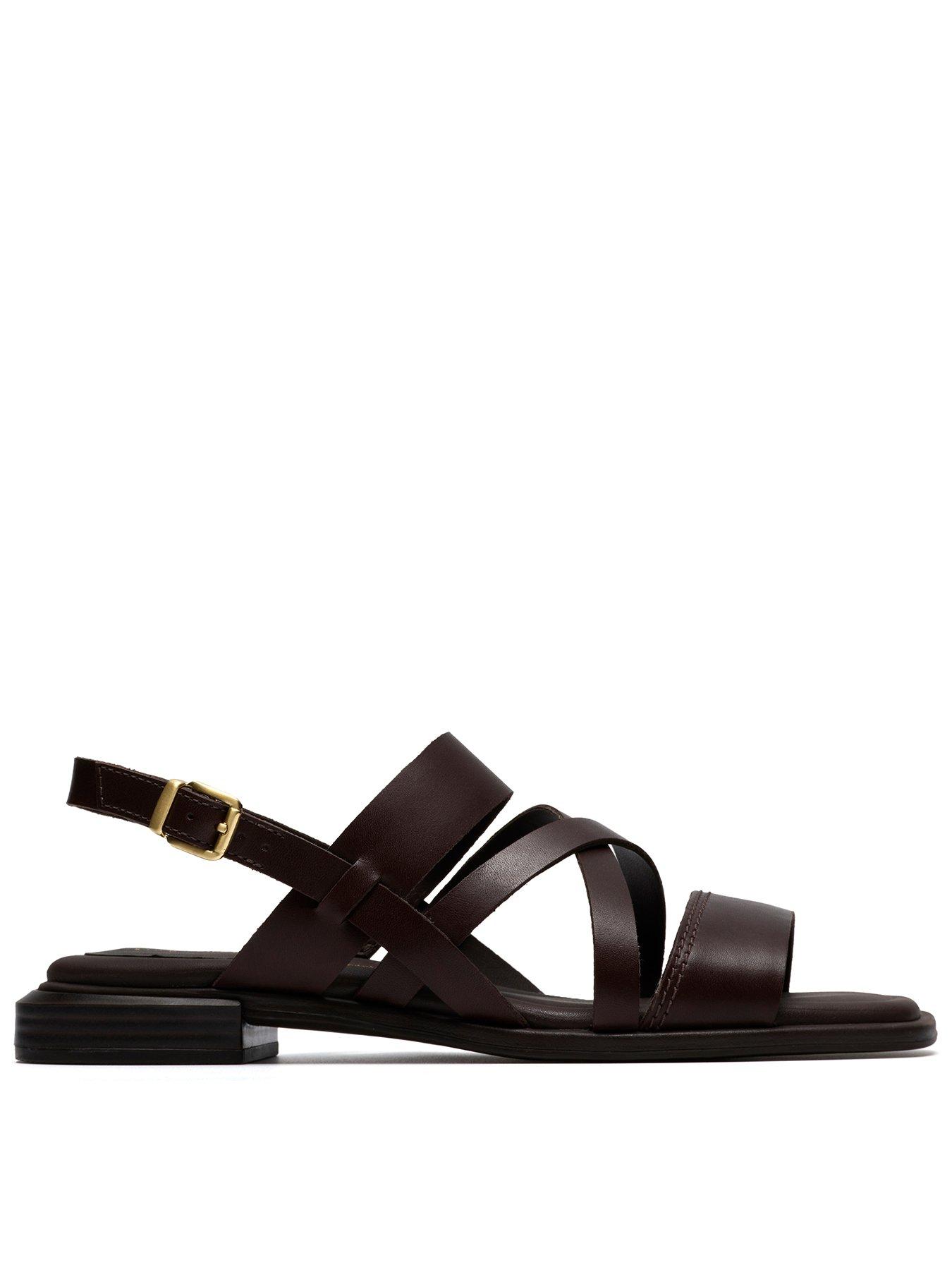 Image 1 of 6 of Clarks Ariany Strap Sandals - Dark Brown Lea