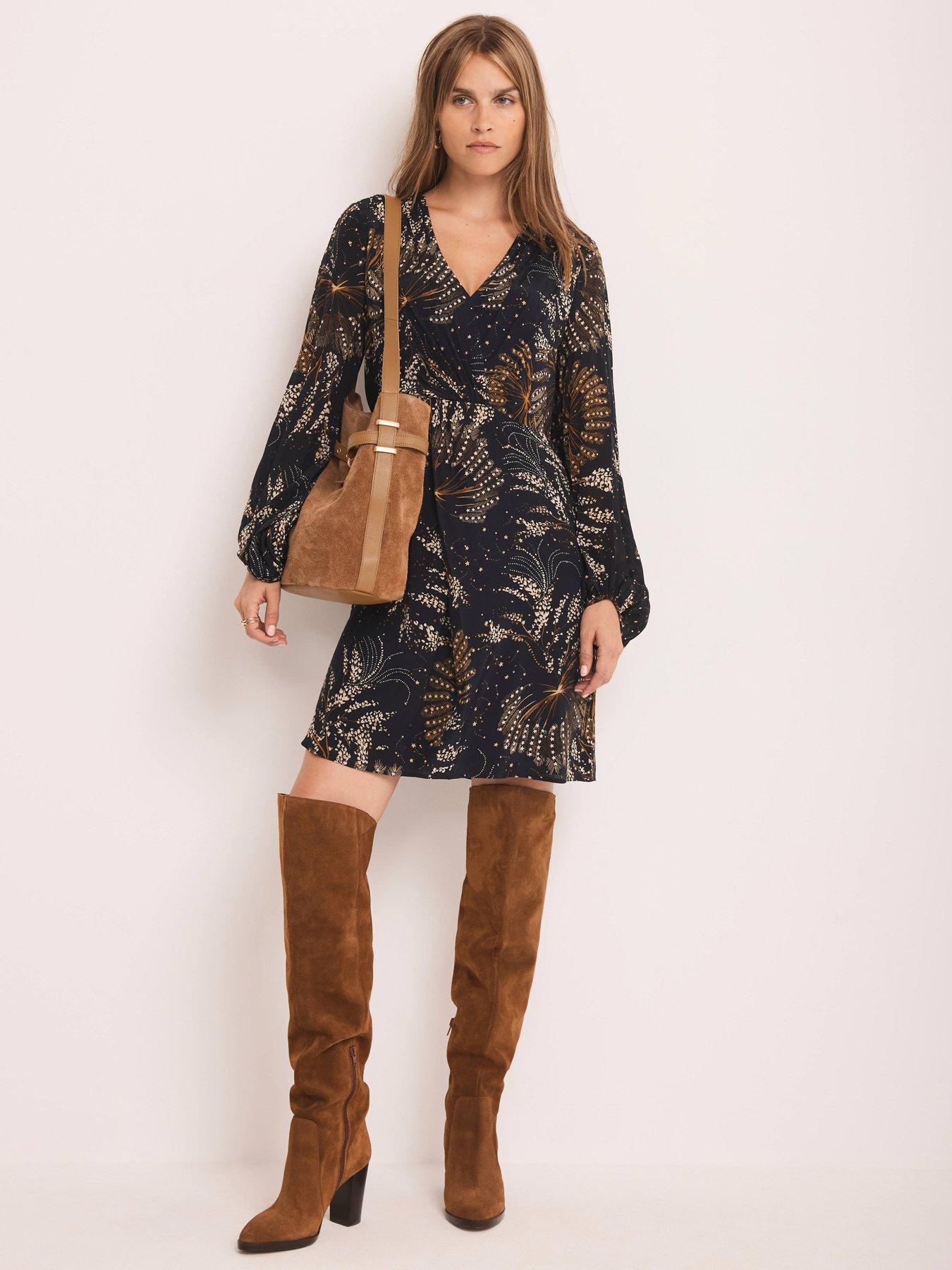 Mint Velvet Constellation Print Mini Dress - Black