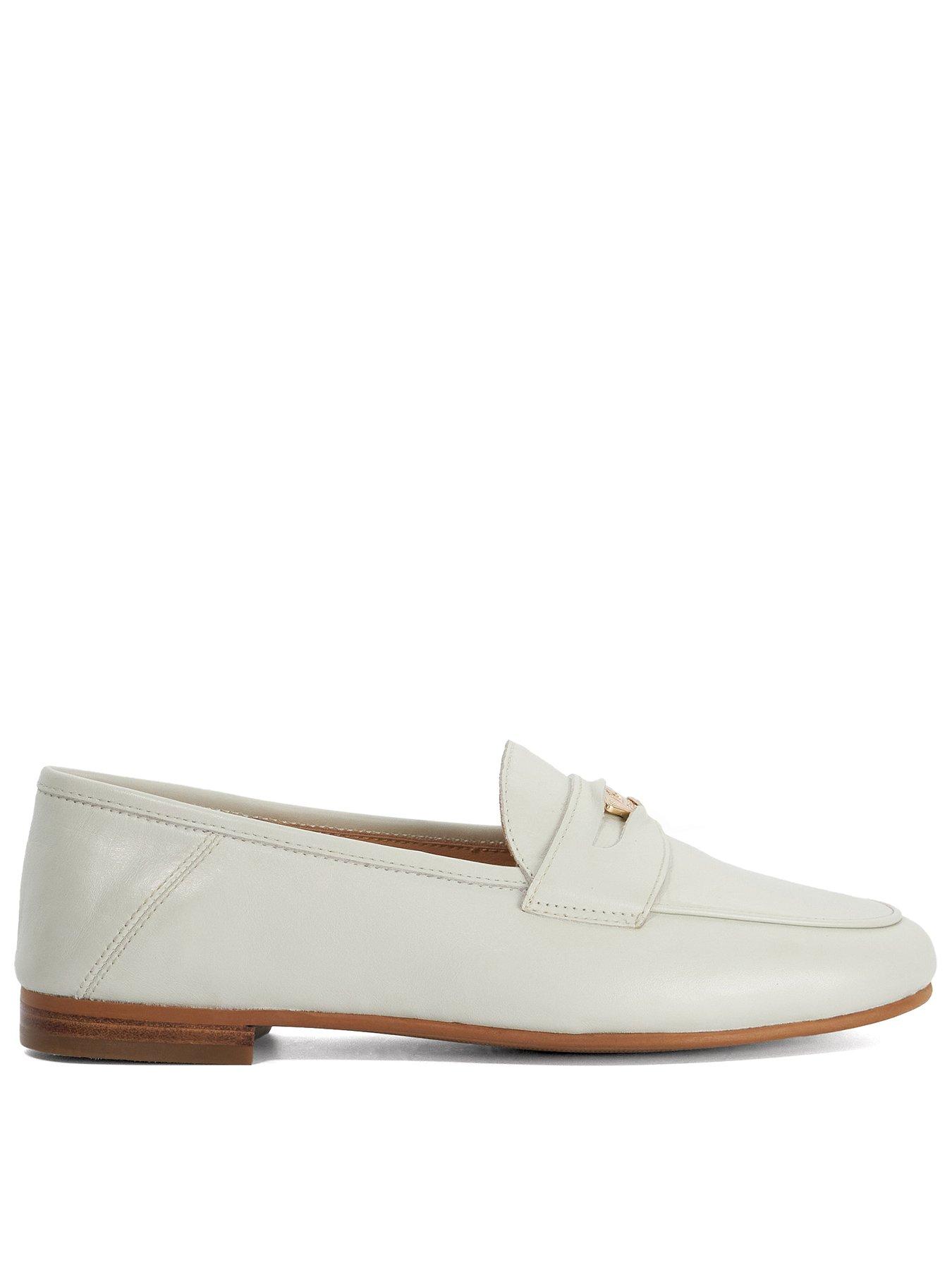 Dune London Greek Leather Loafers - Ecru