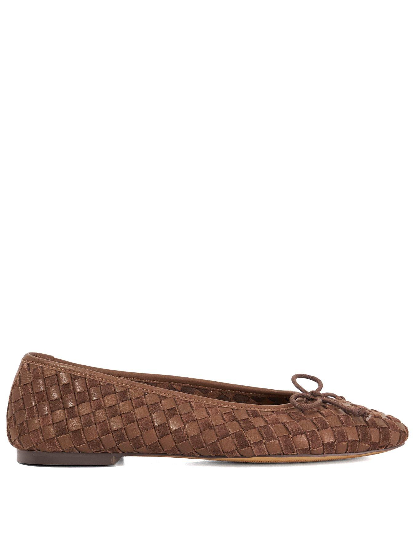 Dune London Heat Woven Leather Ballerina - Brown