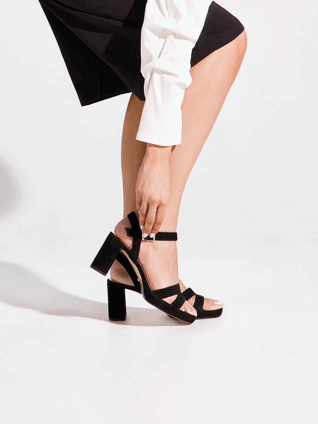 Dune London Manifesting Suede Block Heel Sandals - Black