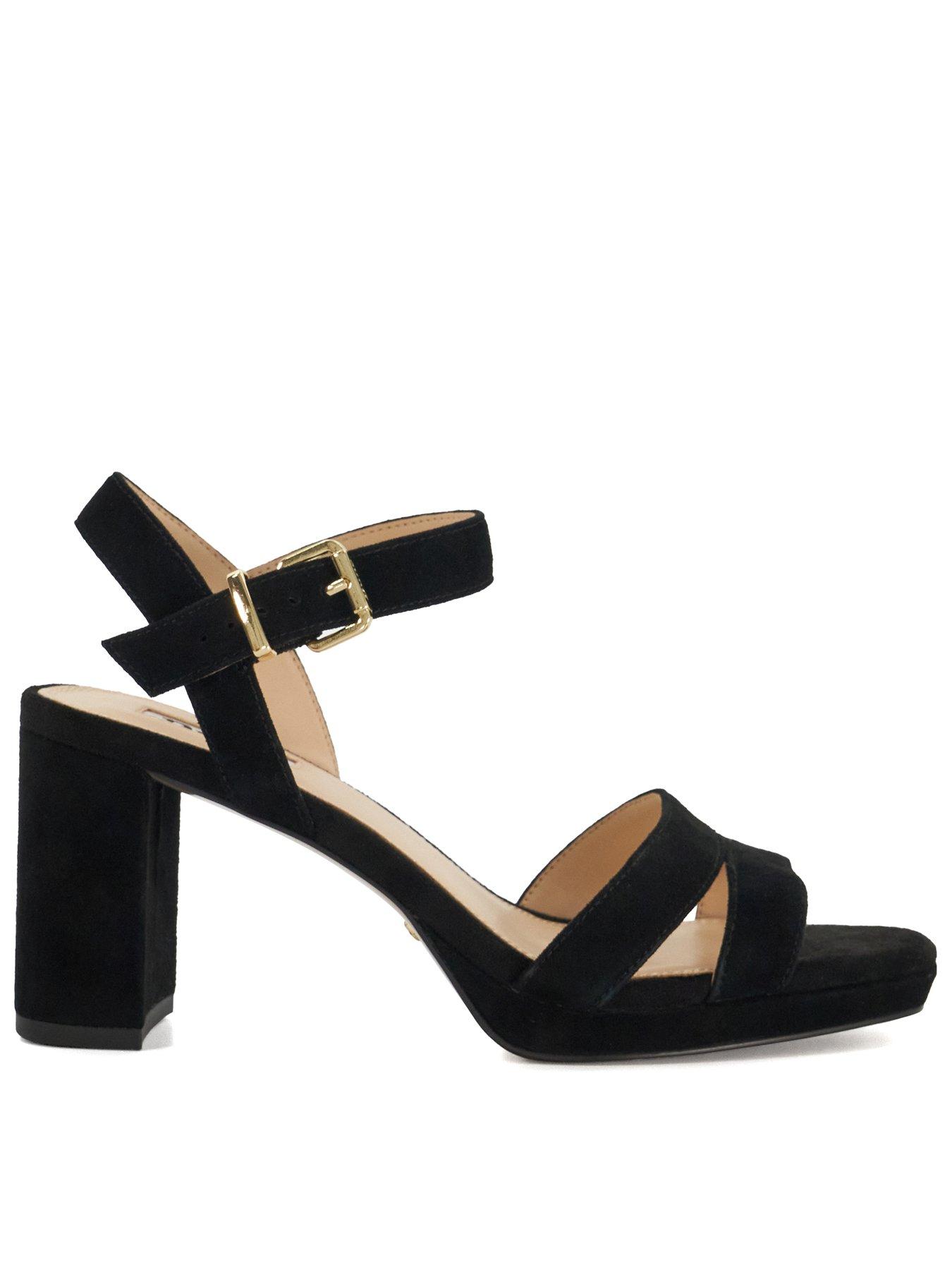 Dune London Manifesting Suede Block Heel Sandals - Black