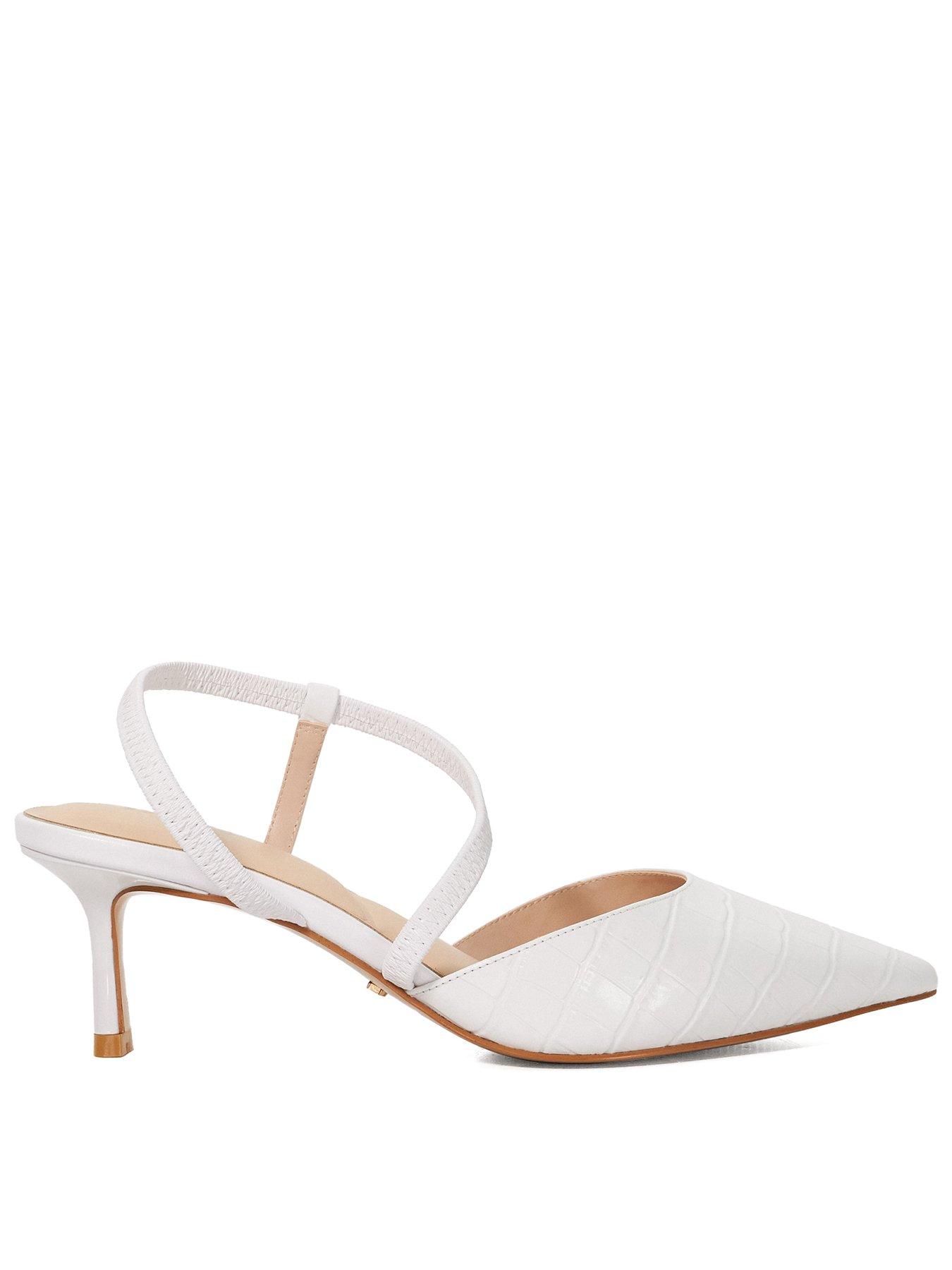 Dune London Charming Embellished Court Shoes - White