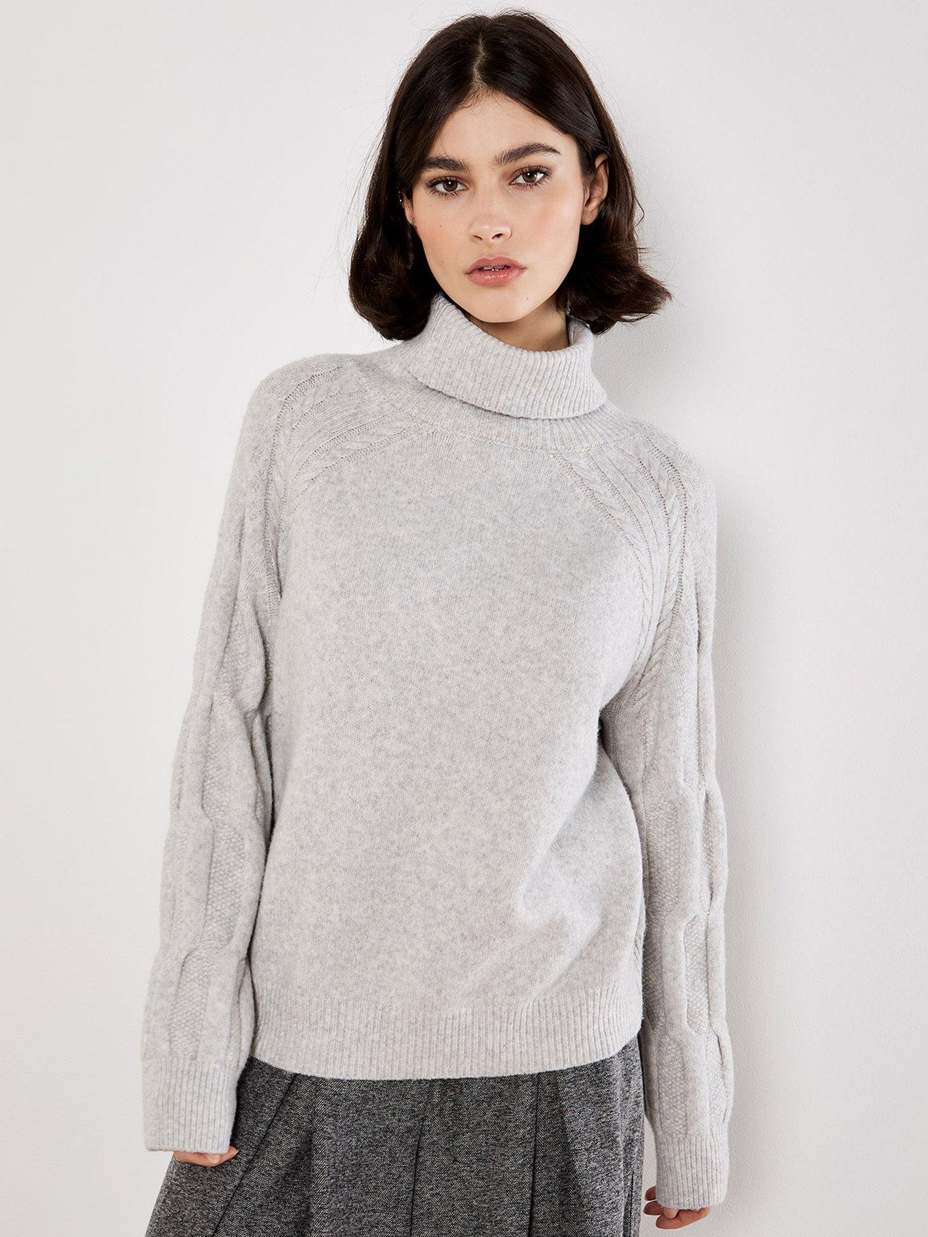 apricot-cable-knit-roll-neck-jumper-grey