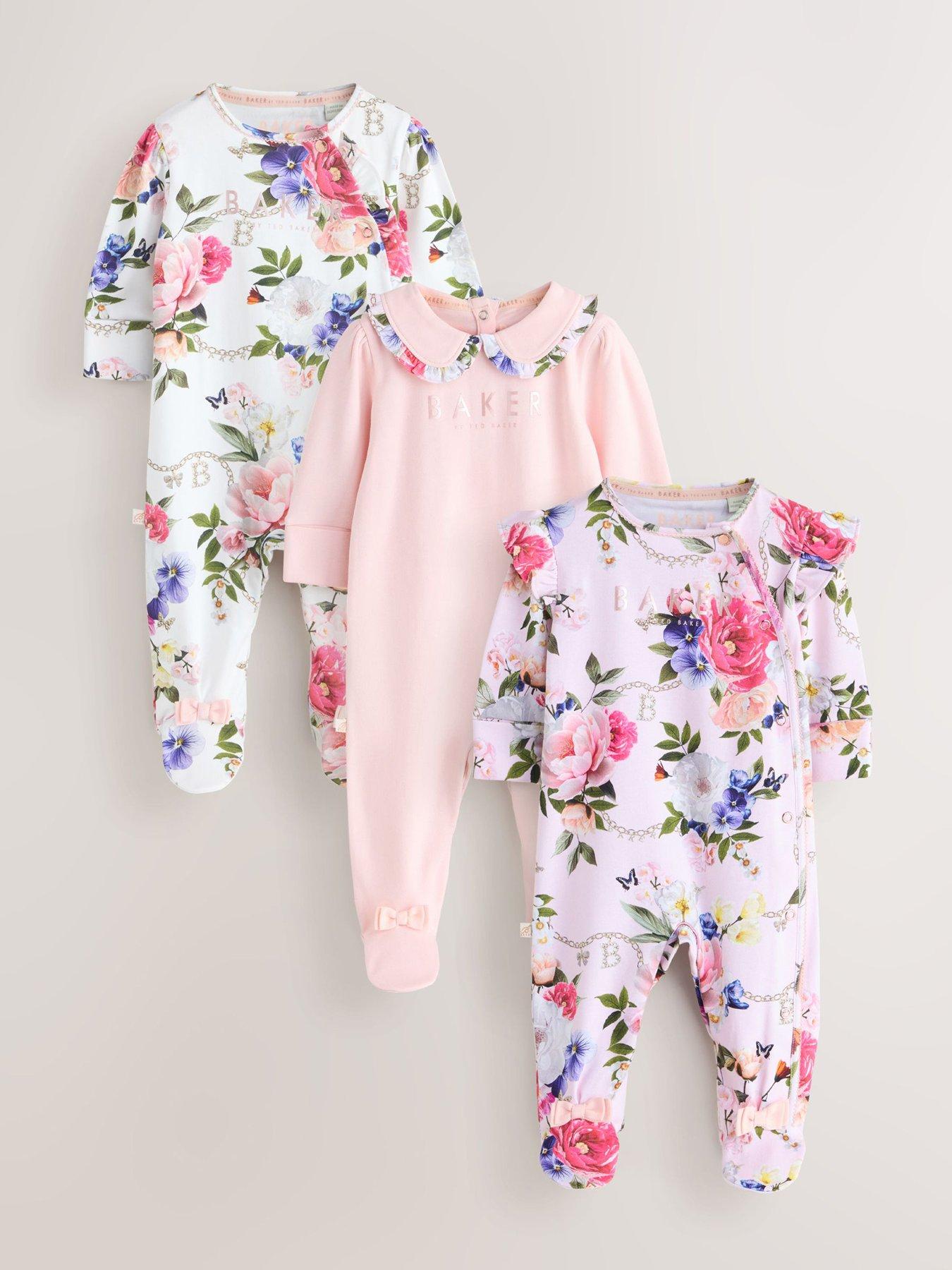 ted-baker-baby-girls-3-pack-floral-sleepsuits-multifront