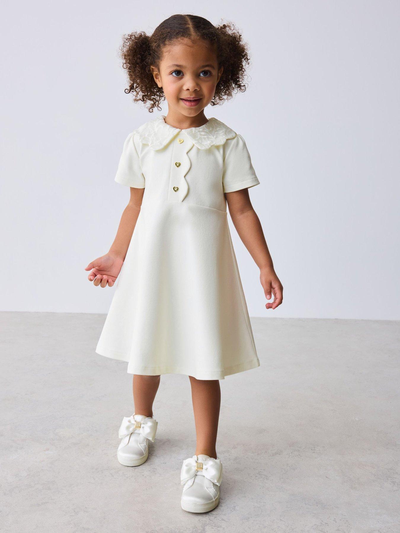 Ted Baker Younger Girls Frill Collar Dress - Cream