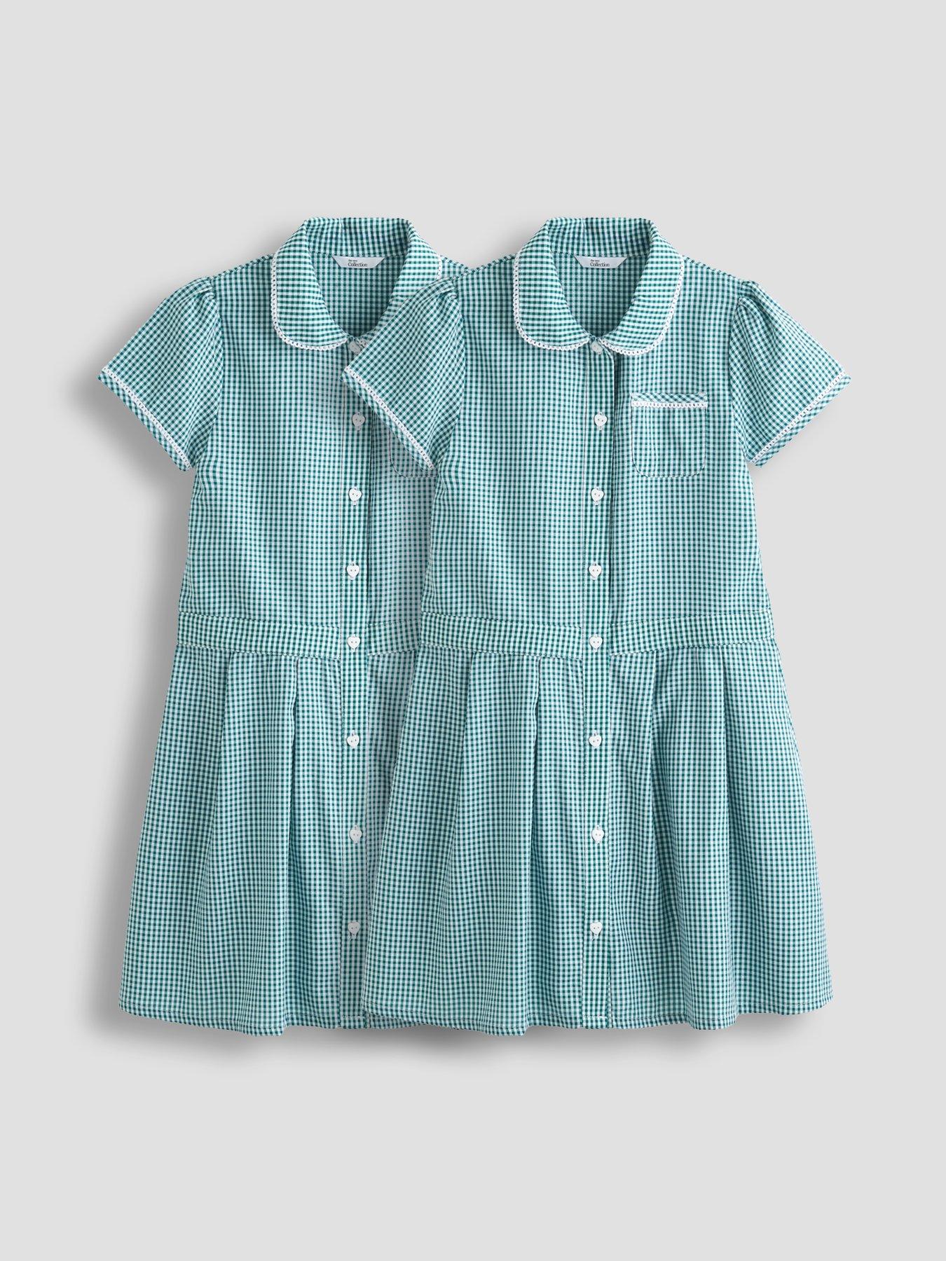 the-very-collection-2-pack-girls-gingham-school-dresses-green