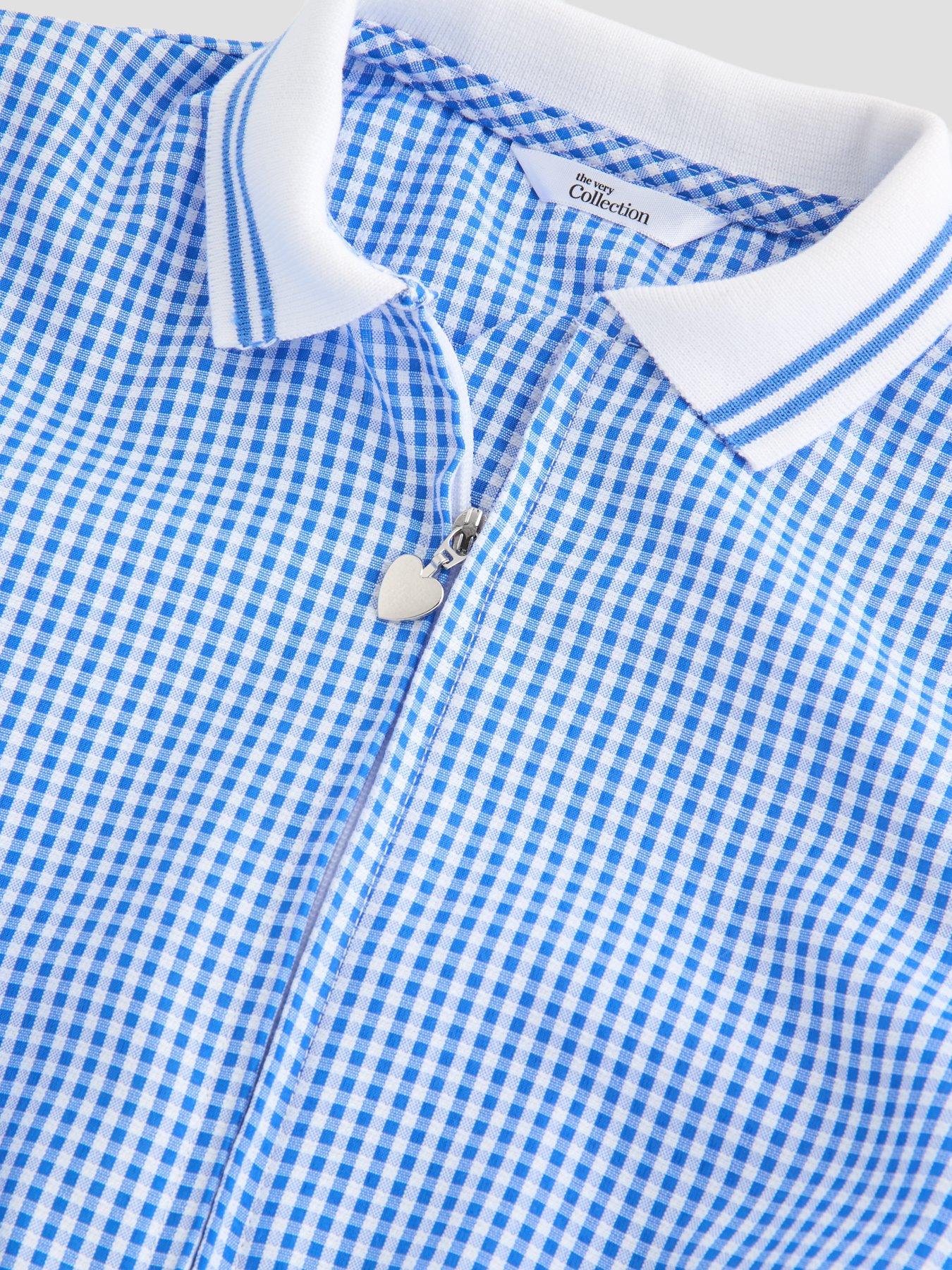 Image 3 of 5 of The Very Collection Gingham School Playsuit - Blue