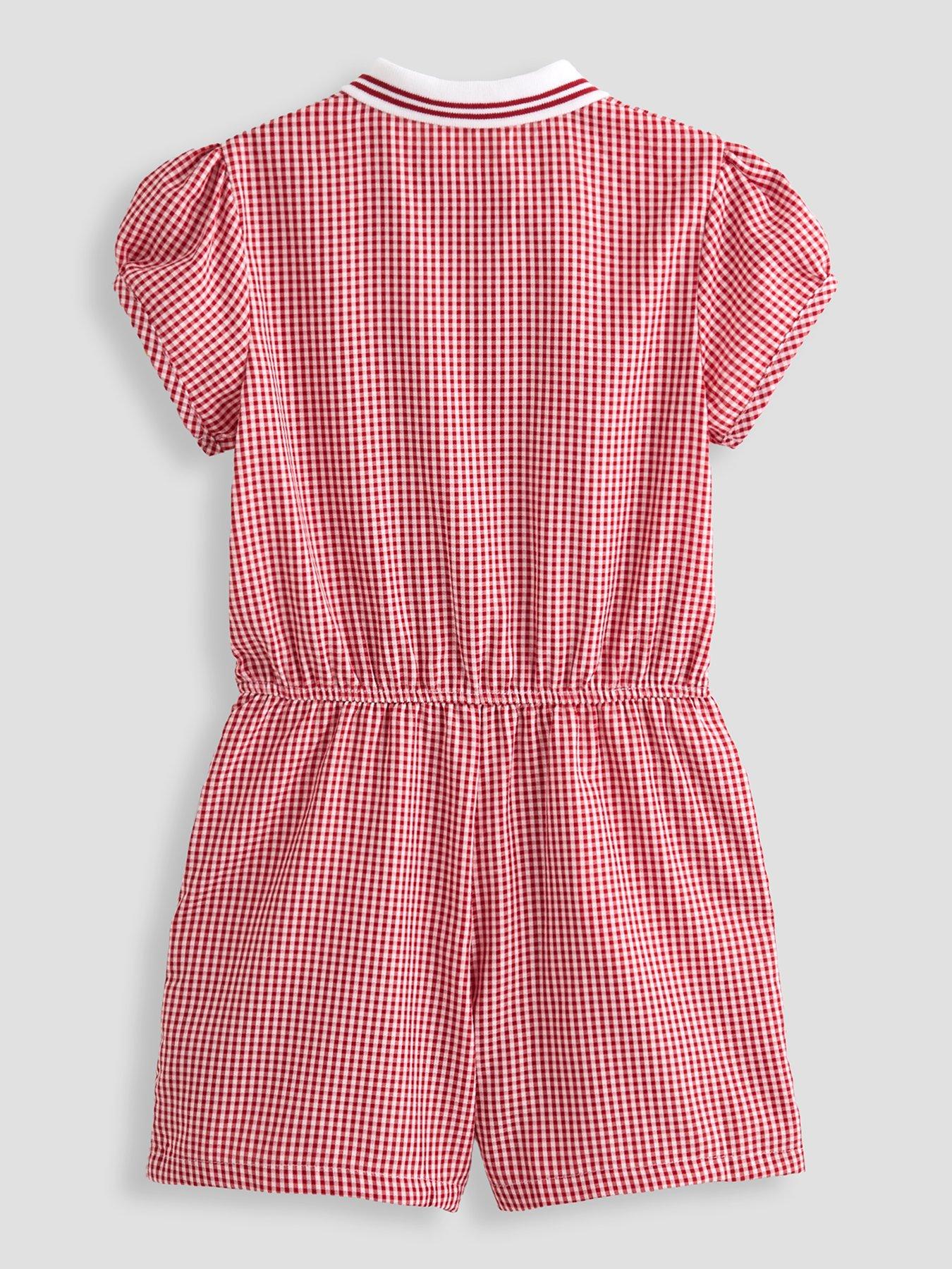 Image 2 of 5 of The Very Collection Gingham School Playsuit - Red