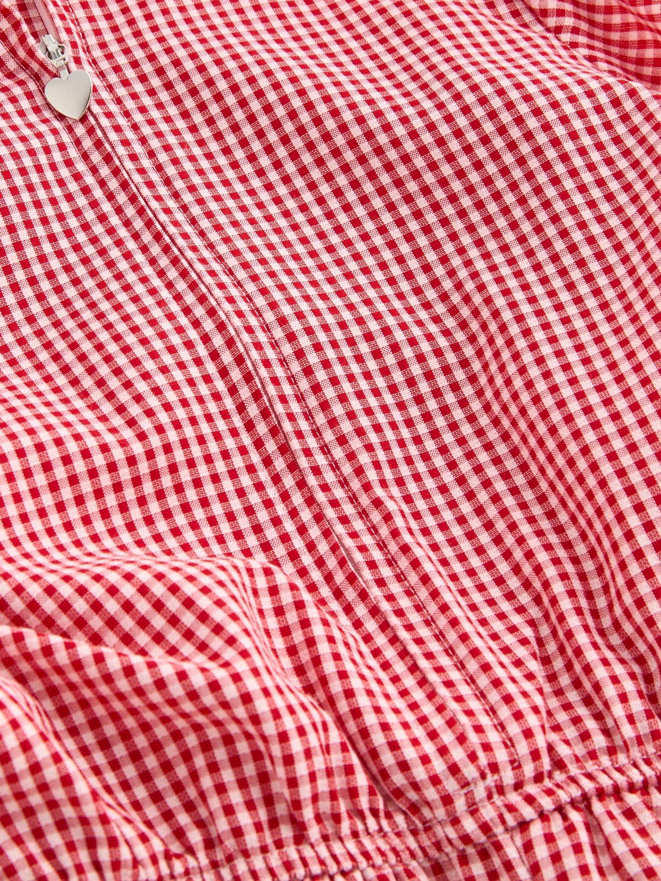 Image 5 of 5 of The Very Collection Gingham School Playsuit - Red
