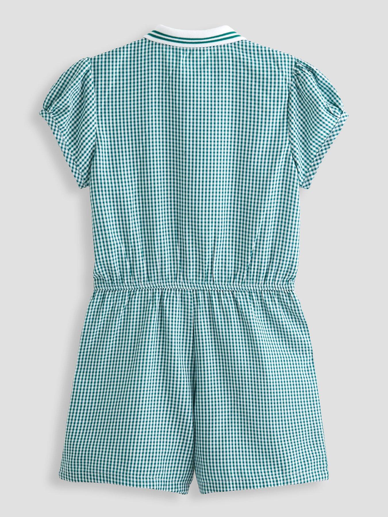 Image 2 of 5 of The Very Collection Gingham School Playsuit - Green