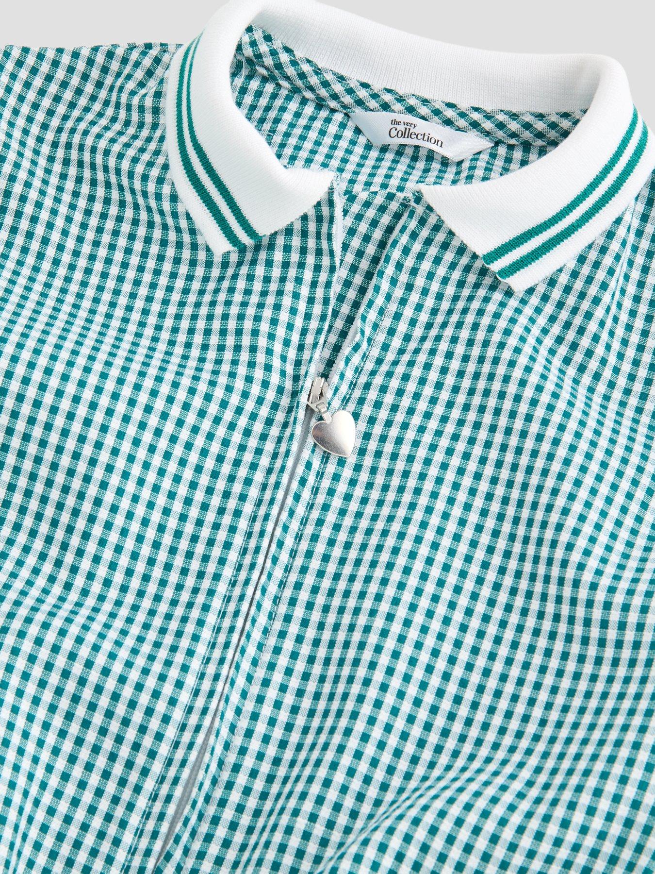 Image 3 of 5 of The Very Collection Gingham School Playsuit - Green