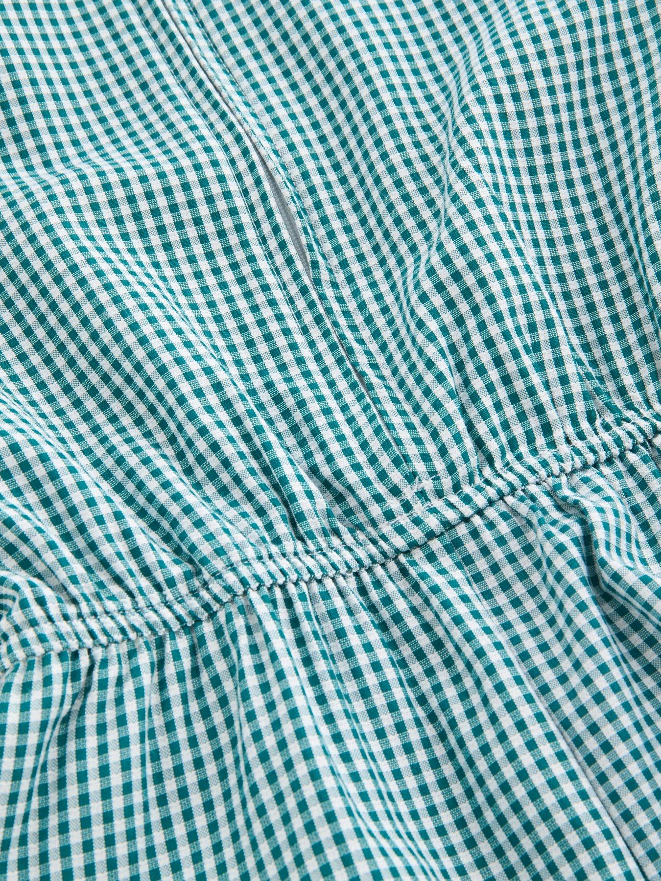 Image 4 of 5 of The Very Collection Gingham School Playsuit - Green