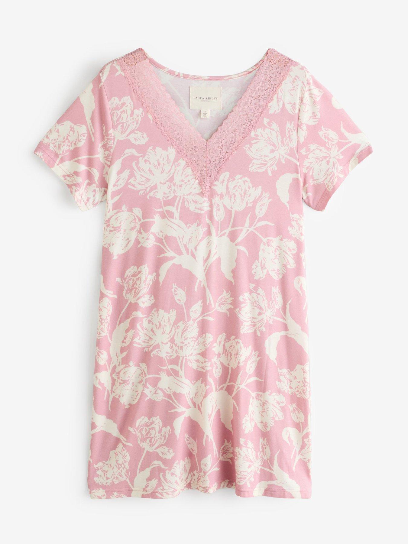 Image 4 of 6 of Laura Ashley Gosford Sleep T-Shirt Nightie - Pink