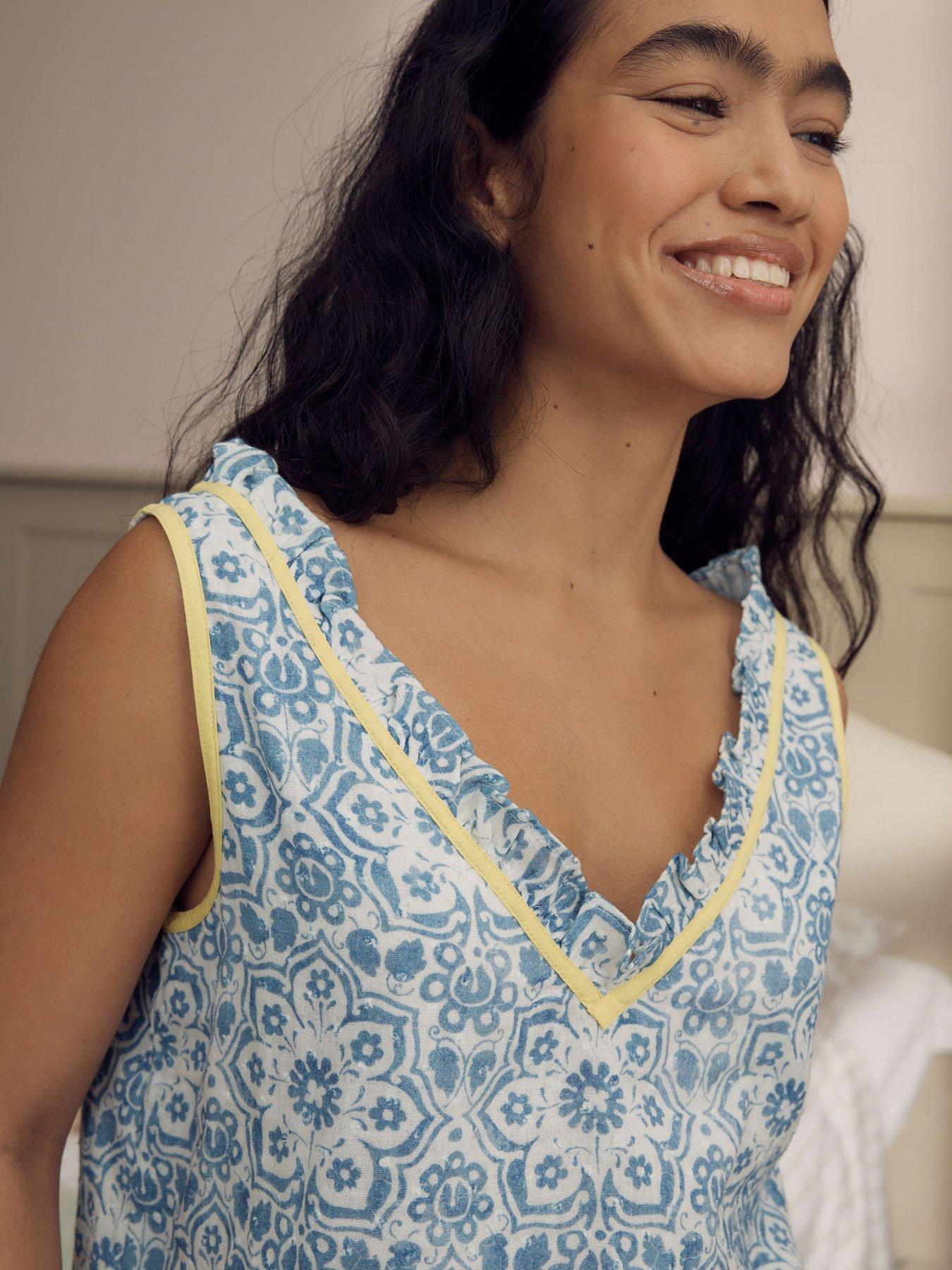 Image 4 of 5 of Laura Ashley Waxton Woven Pyjama Set - Blue