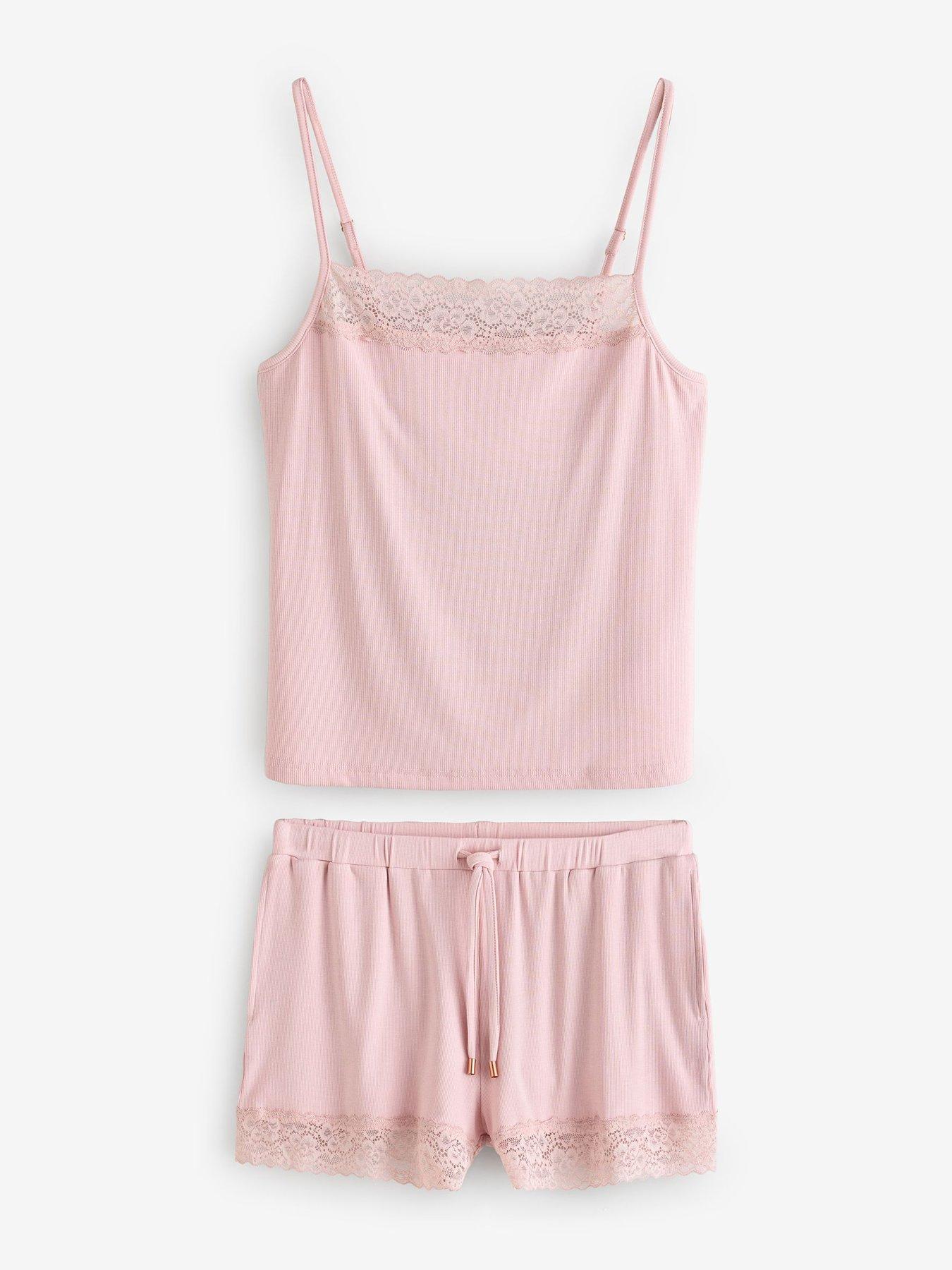 Image 5 of 7 of Laura Ashley Vest SSET Mod Rib Pyjamas - Pink