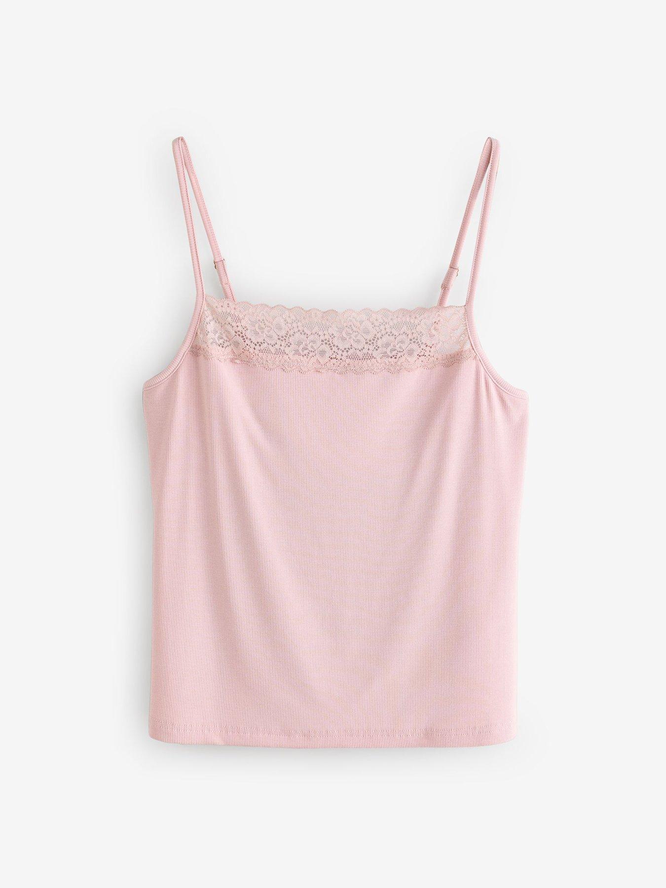 Image 6 of 7 of Laura Ashley Vest SSET Mod Rib Pyjamas - Pink