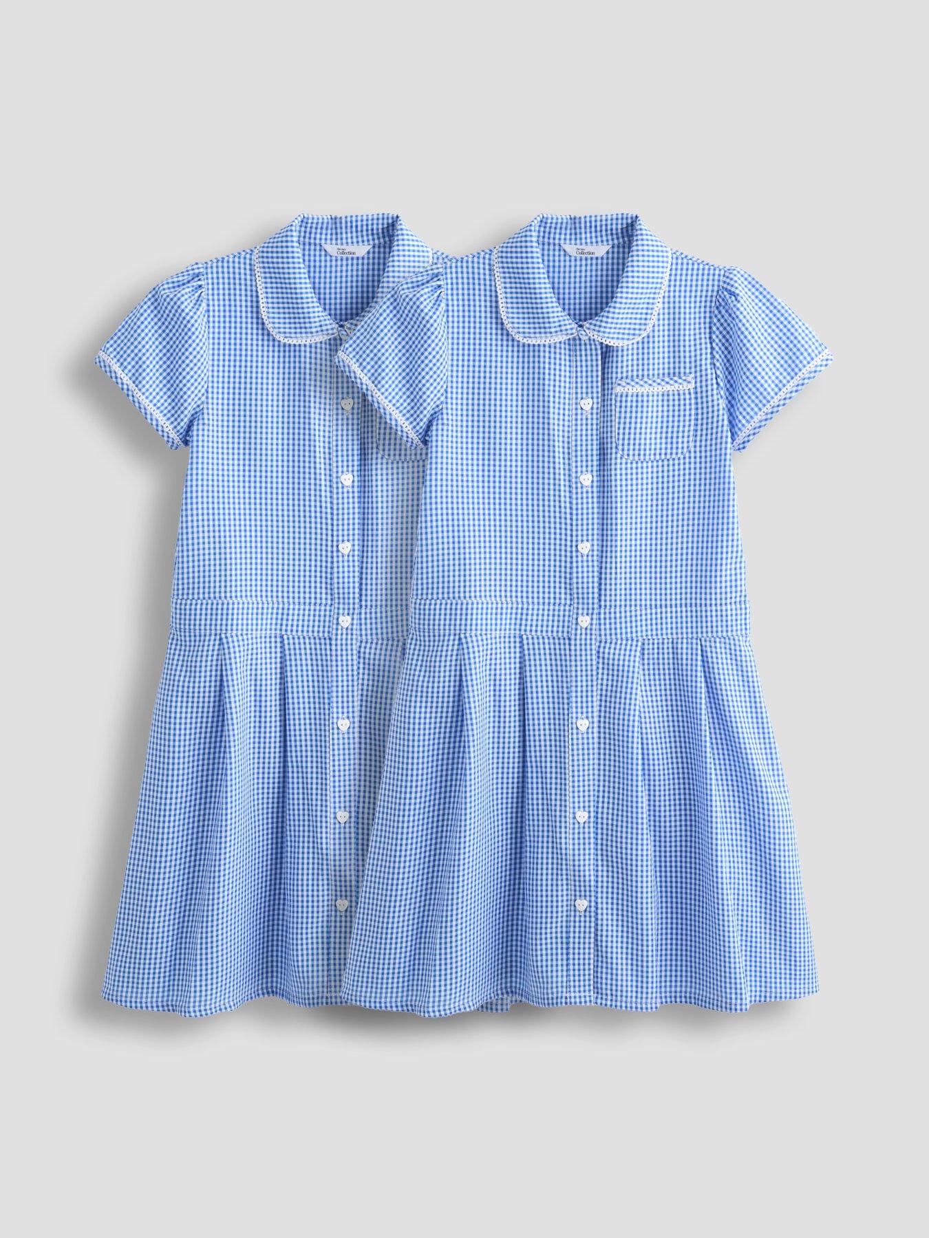 Image 1 of 5 of The Very Collection 2 Pack Girls Gingham School Dresses - Blue