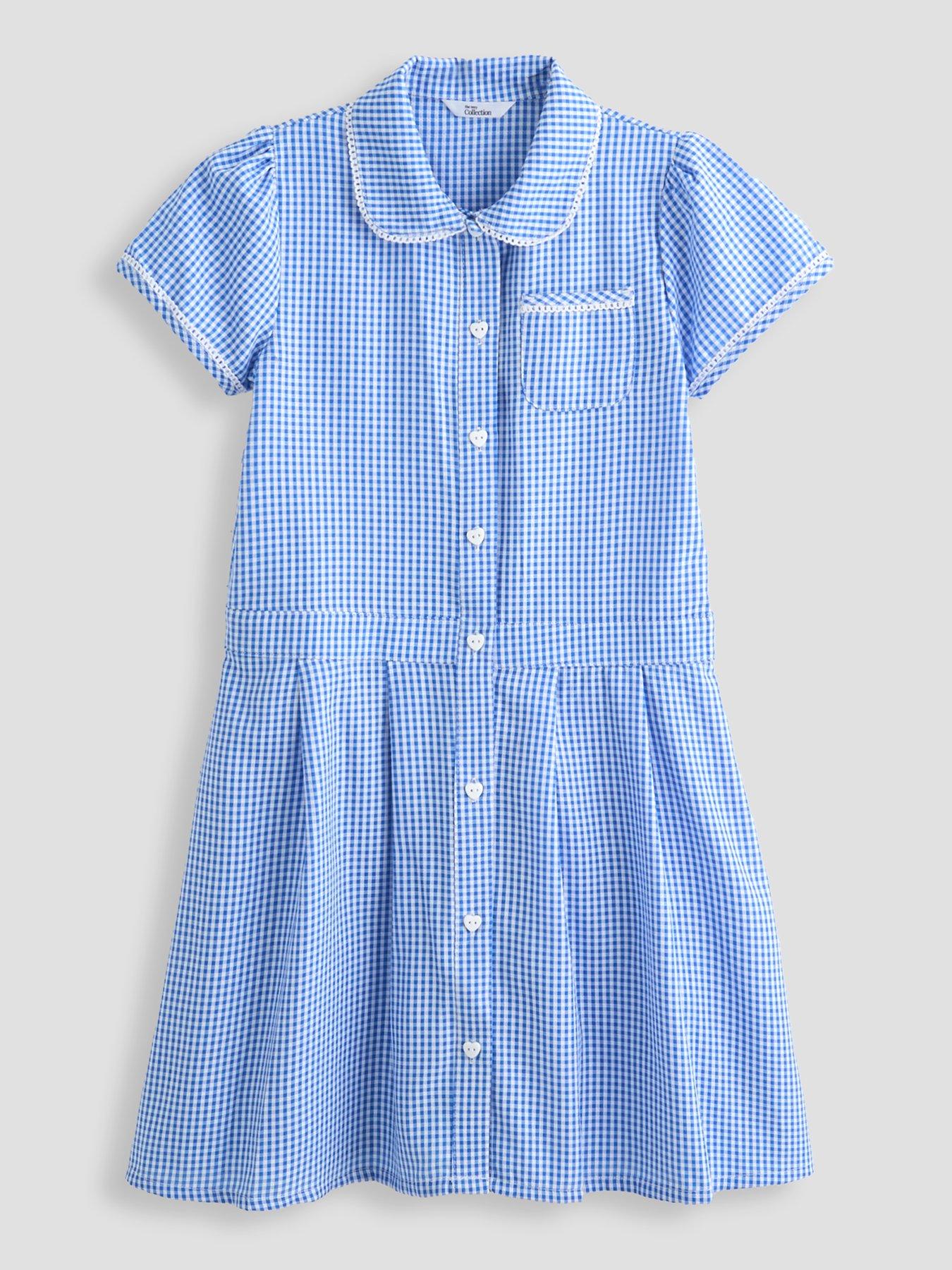 Image 2 of 5 of The Very Collection 2 Pack Girls Gingham School Dresses - Blue