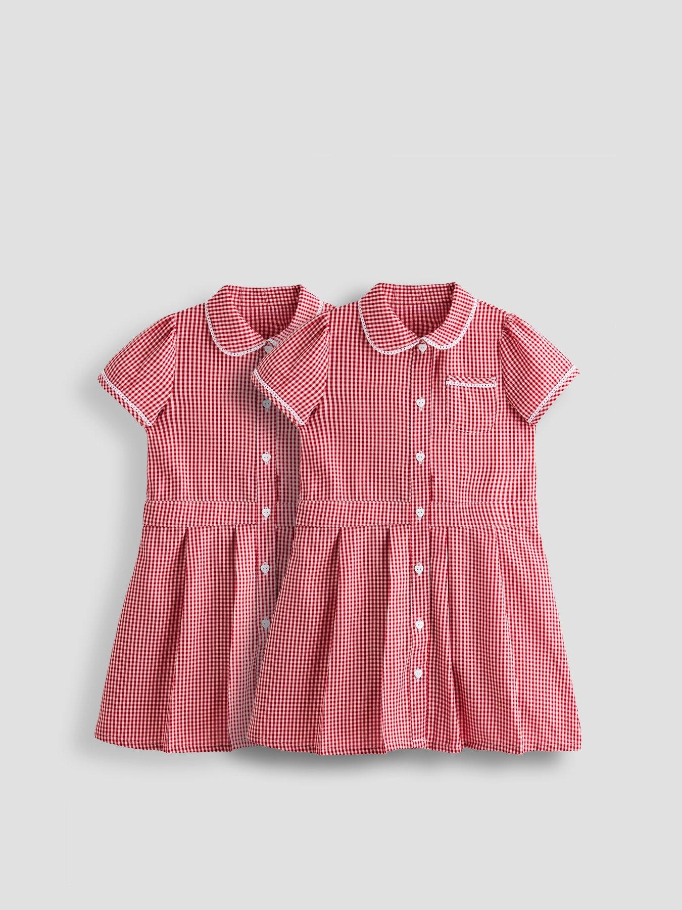 Image 1 of 5 of The Very Collection 2 Pack Girls Gingham School Dresses - Red
