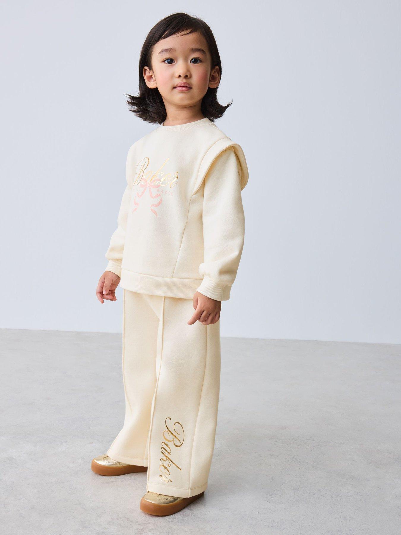 Image 1 of 7 of Ted Baker Younger Girls Frill Graphic Set - Cream