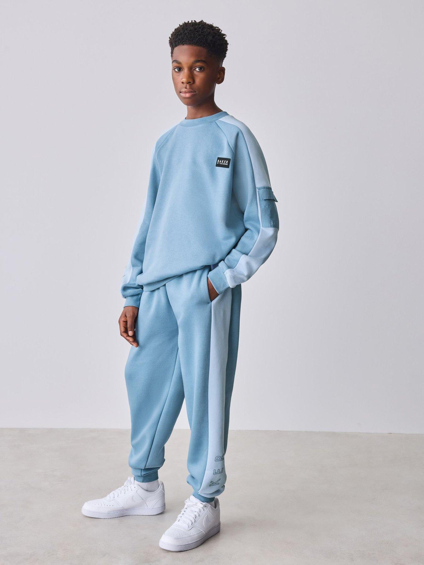 ted-baker-older-boys-panel-colour-block-sweatshirt-and-joggers-set-bluefront