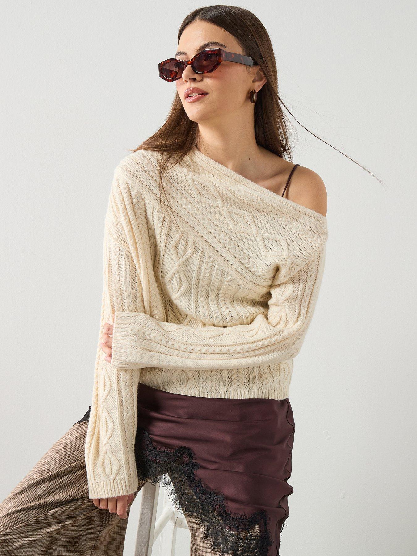 mango-braided-wool-blend-sweater-ecru