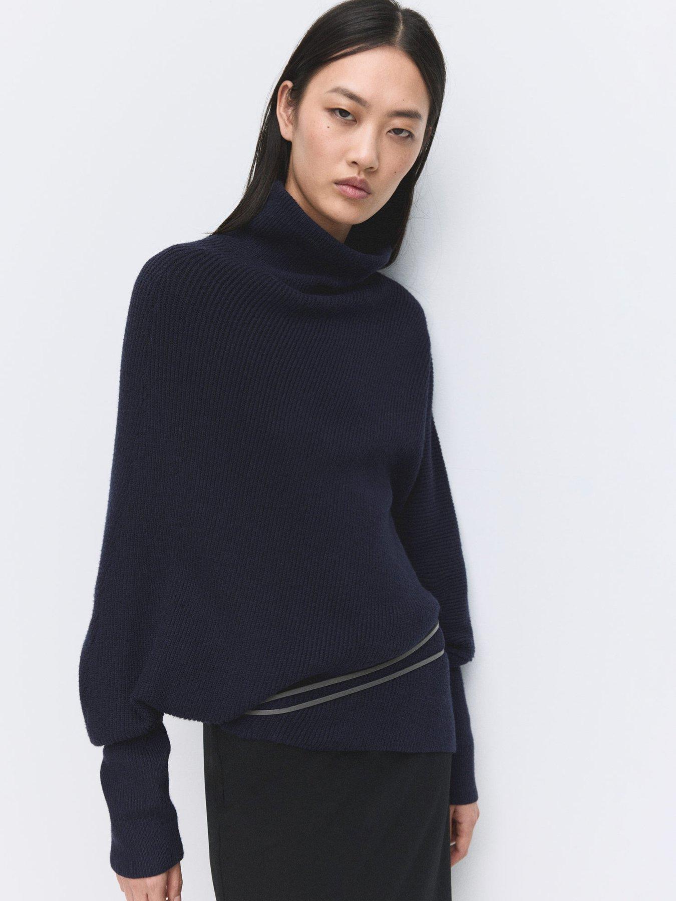mango-sweater-with-asymmetrical-roll-neck-navyfront