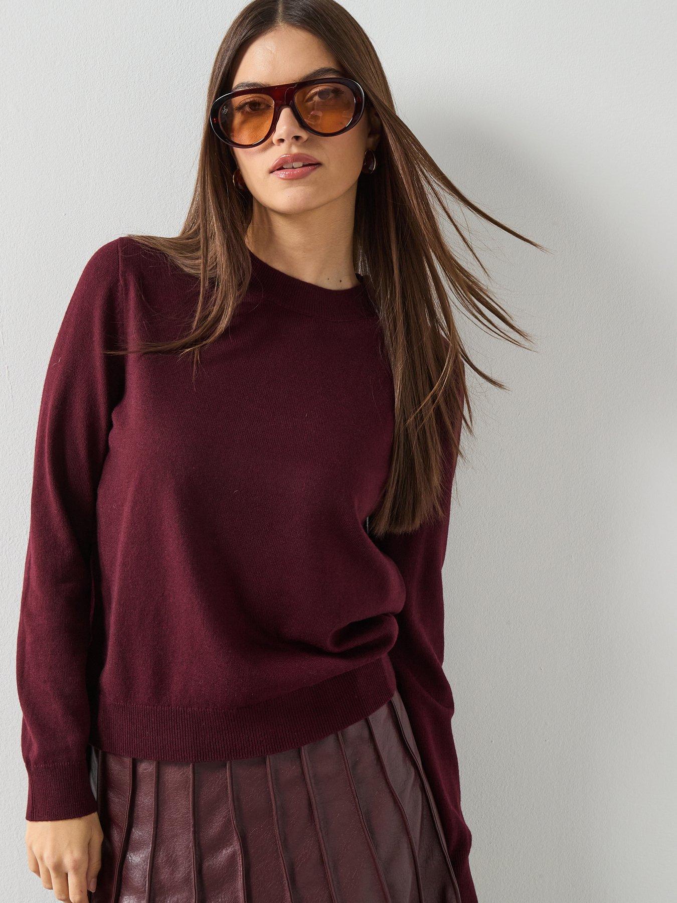 Image 1 of 6 of Mango Round-neck Knitted Sweater - Red