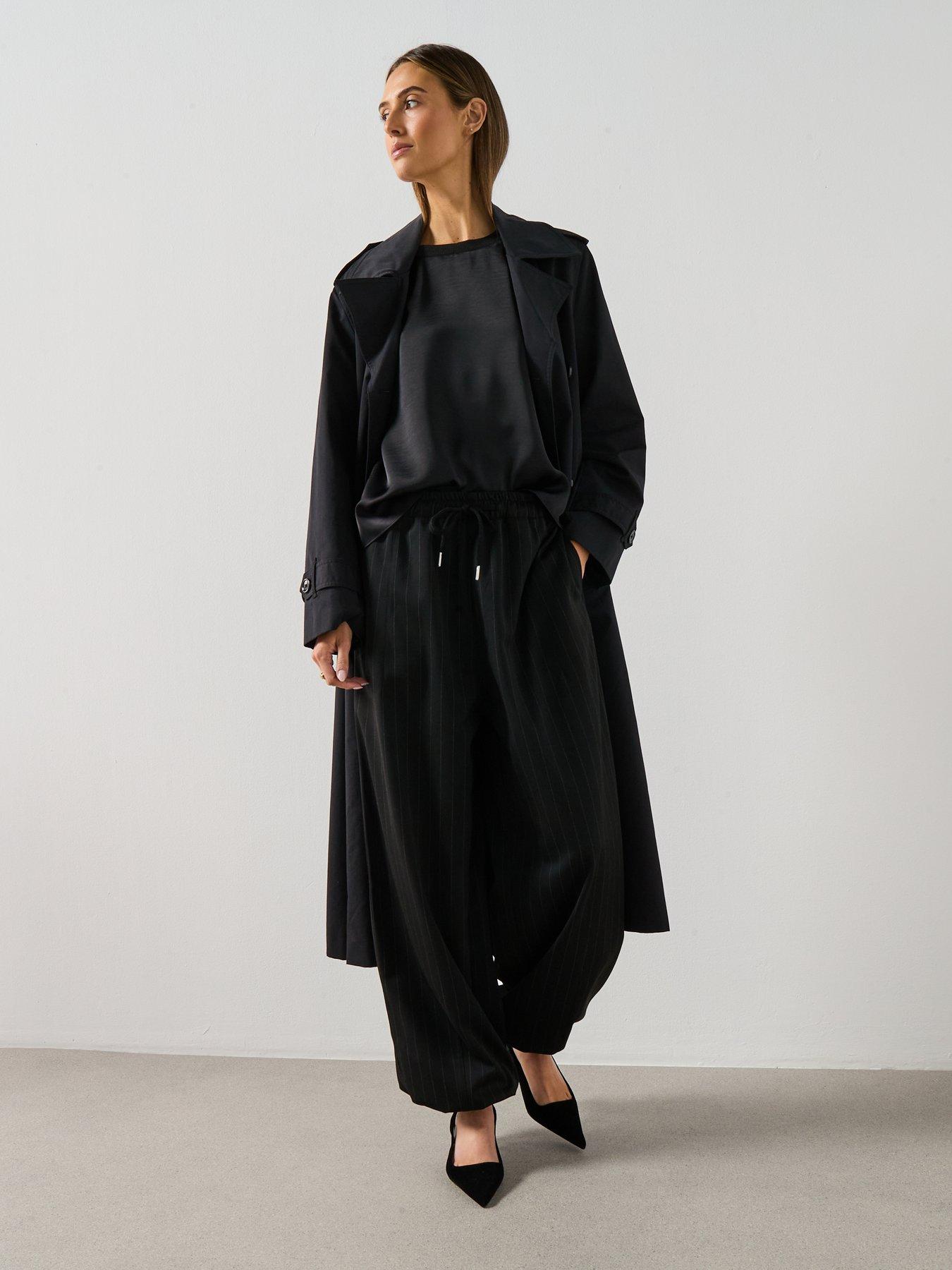 Image 3 of 6 of Mango Pinstripe Balloon Trousers- Black