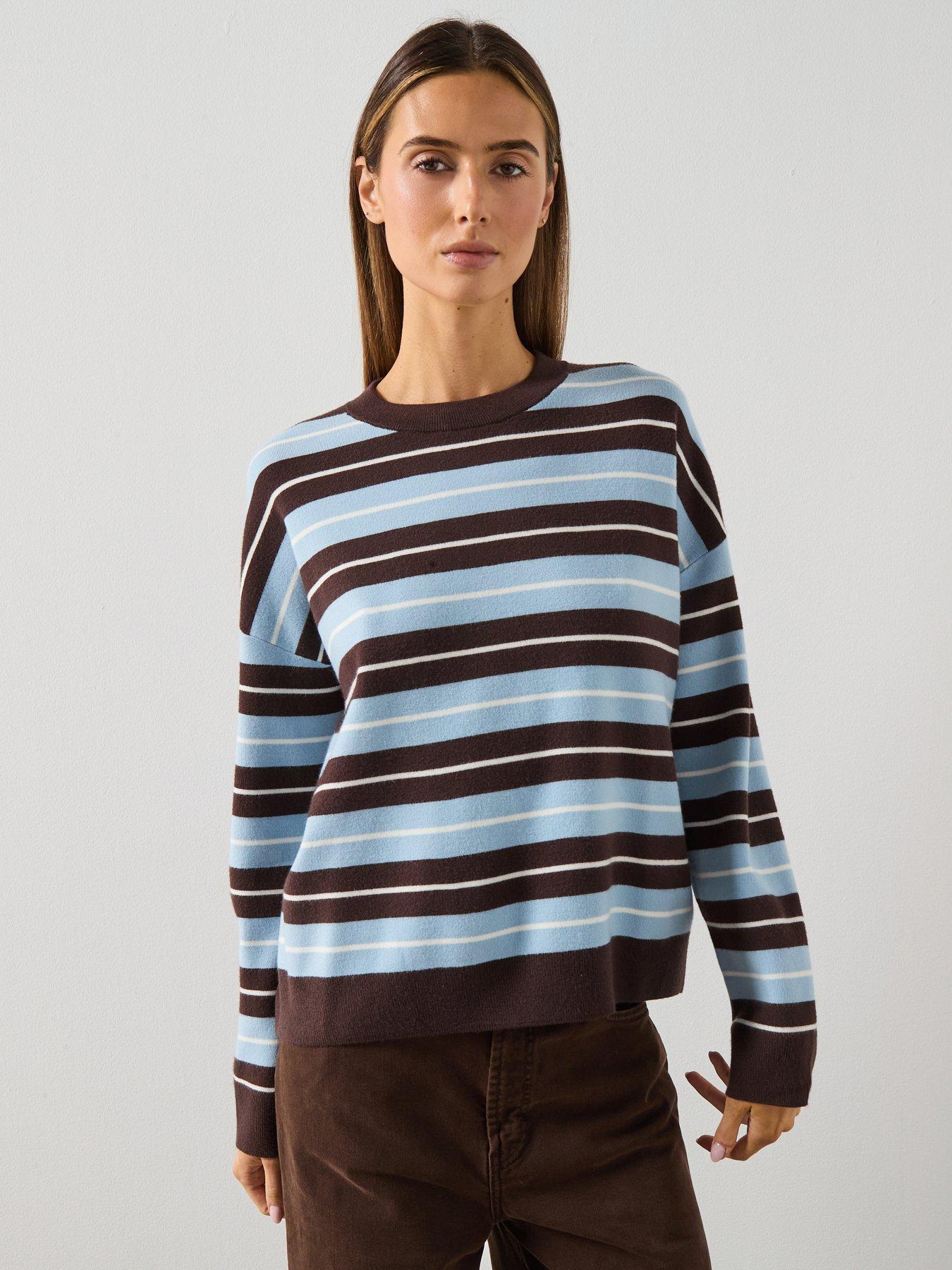Mango Oversized Striped Jumper - Brown