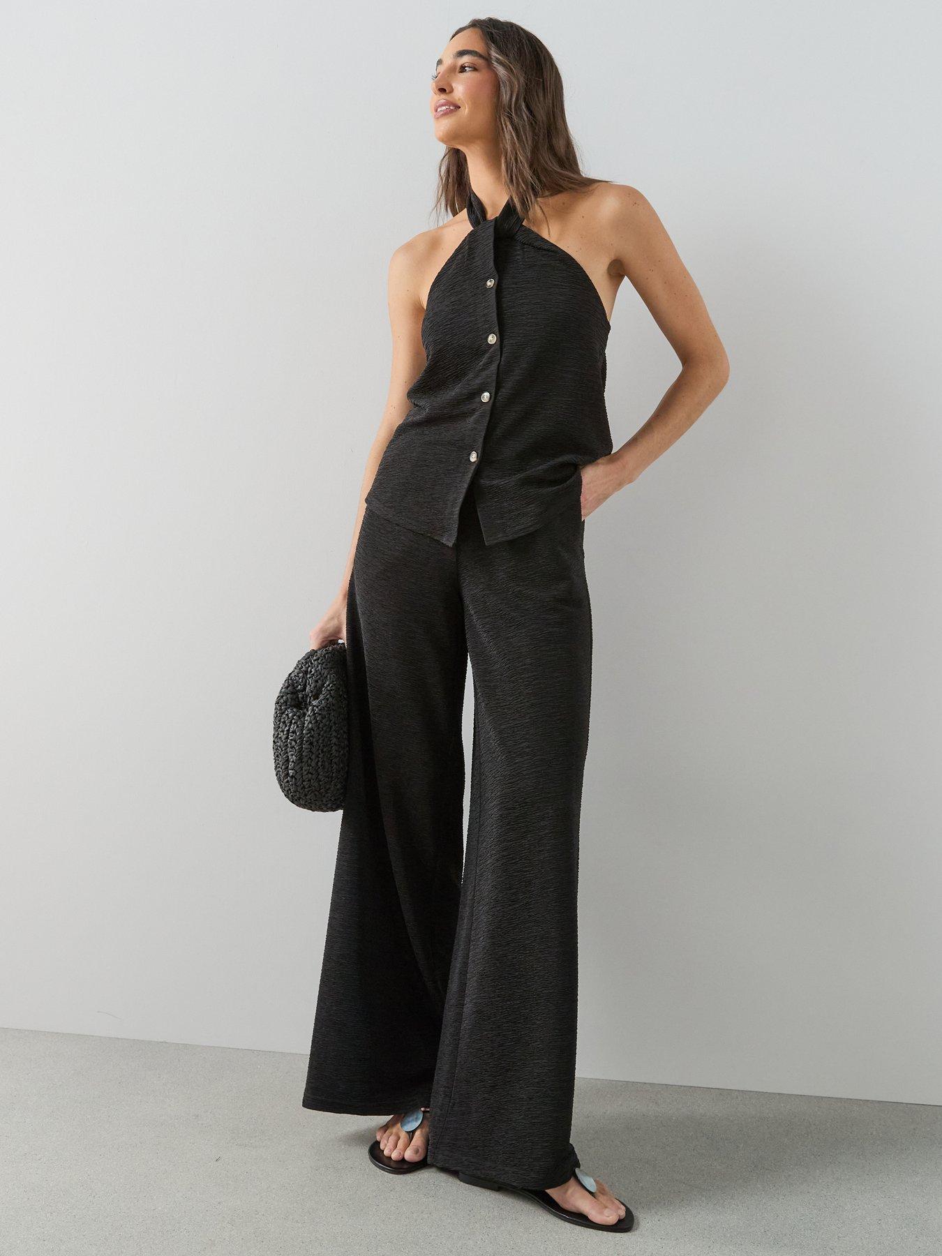 Image 5 of 7 of The Very Collection Textured Wide Leg Trouser Co-Ord - Black