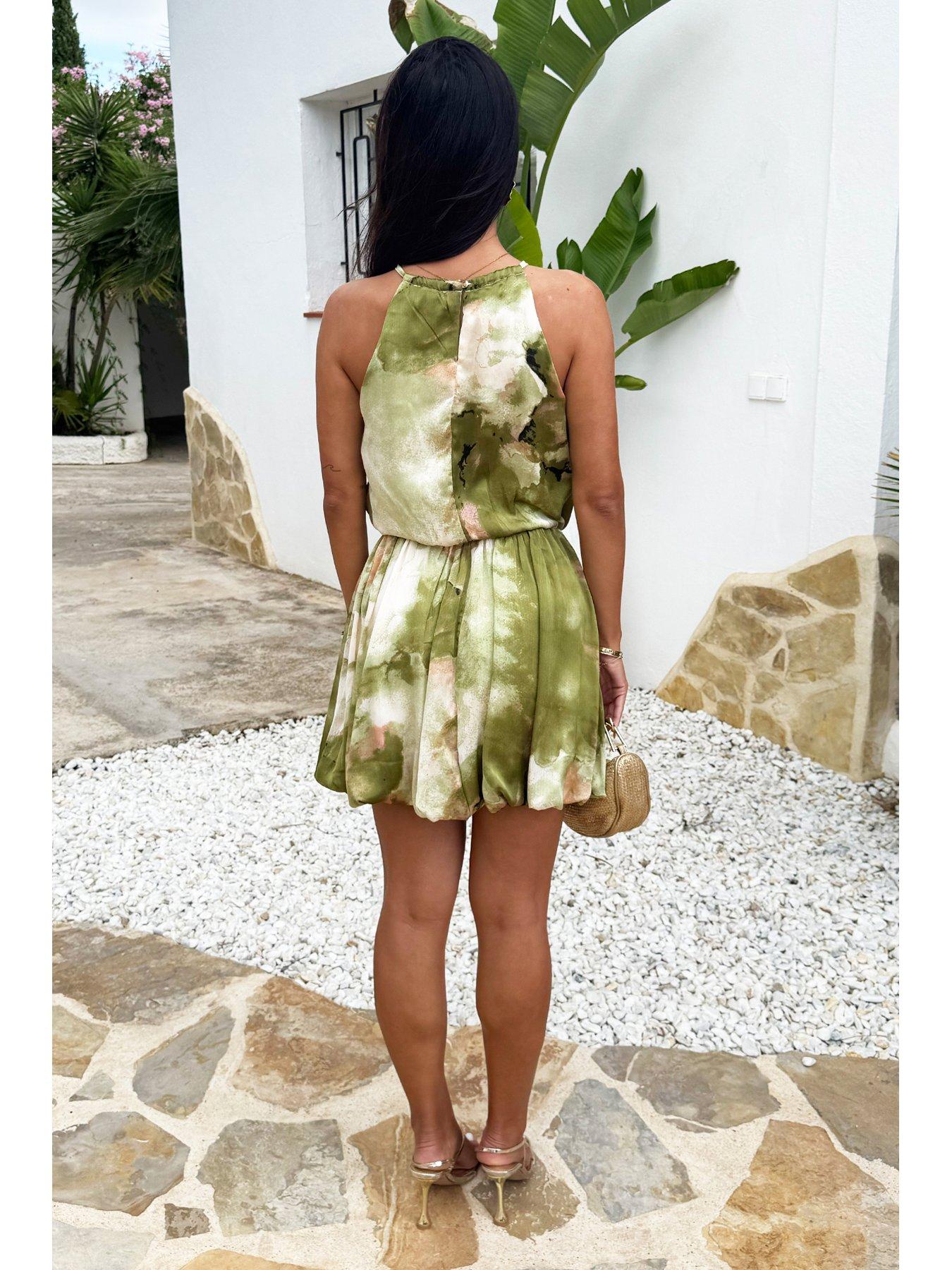 ax-paris-lime-marble-print-racer-neck-bubble-hem-mini-dressstillFront