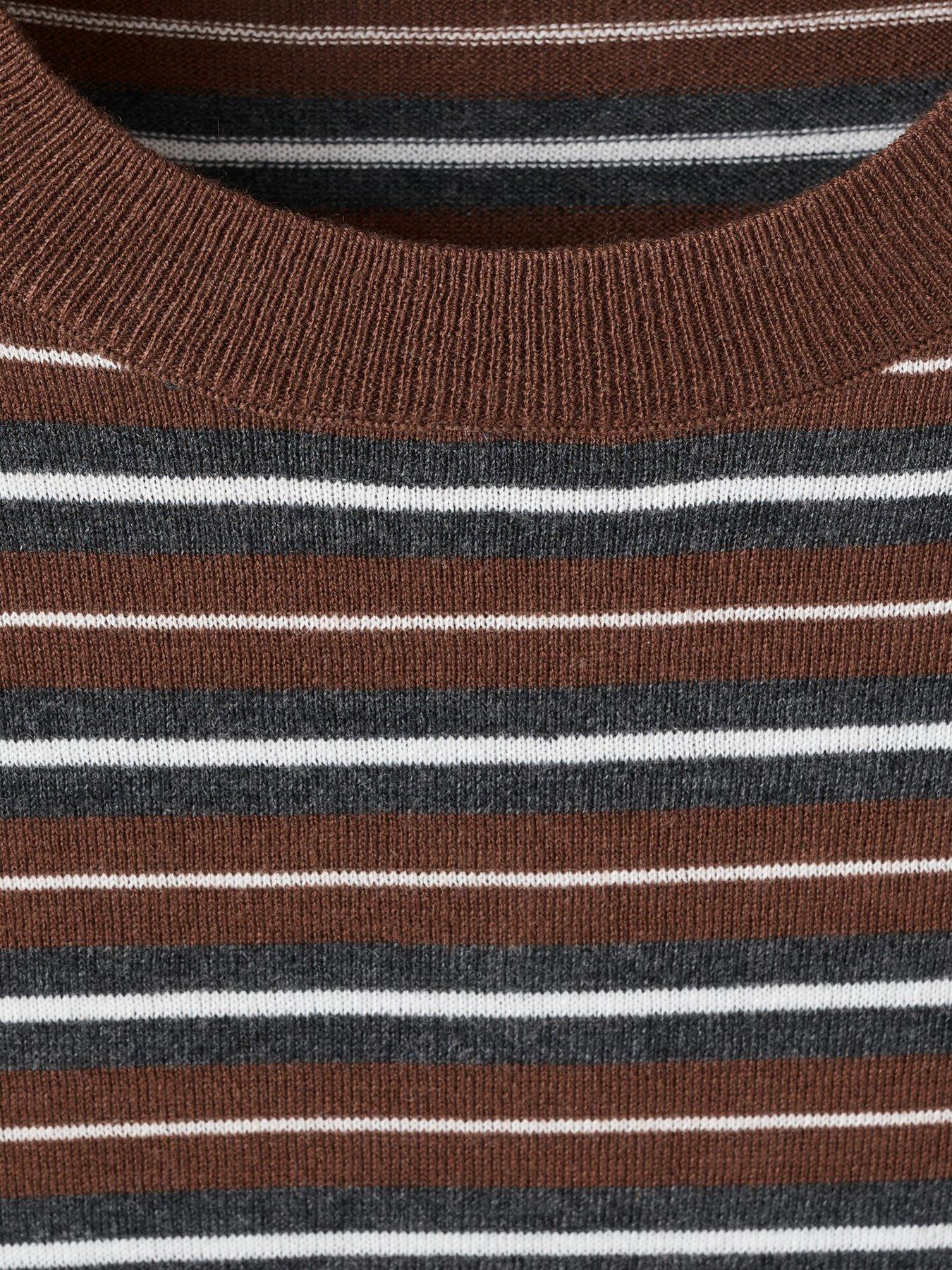 Image 4 of 6 of Mango Knit Striped Sweater - Brown