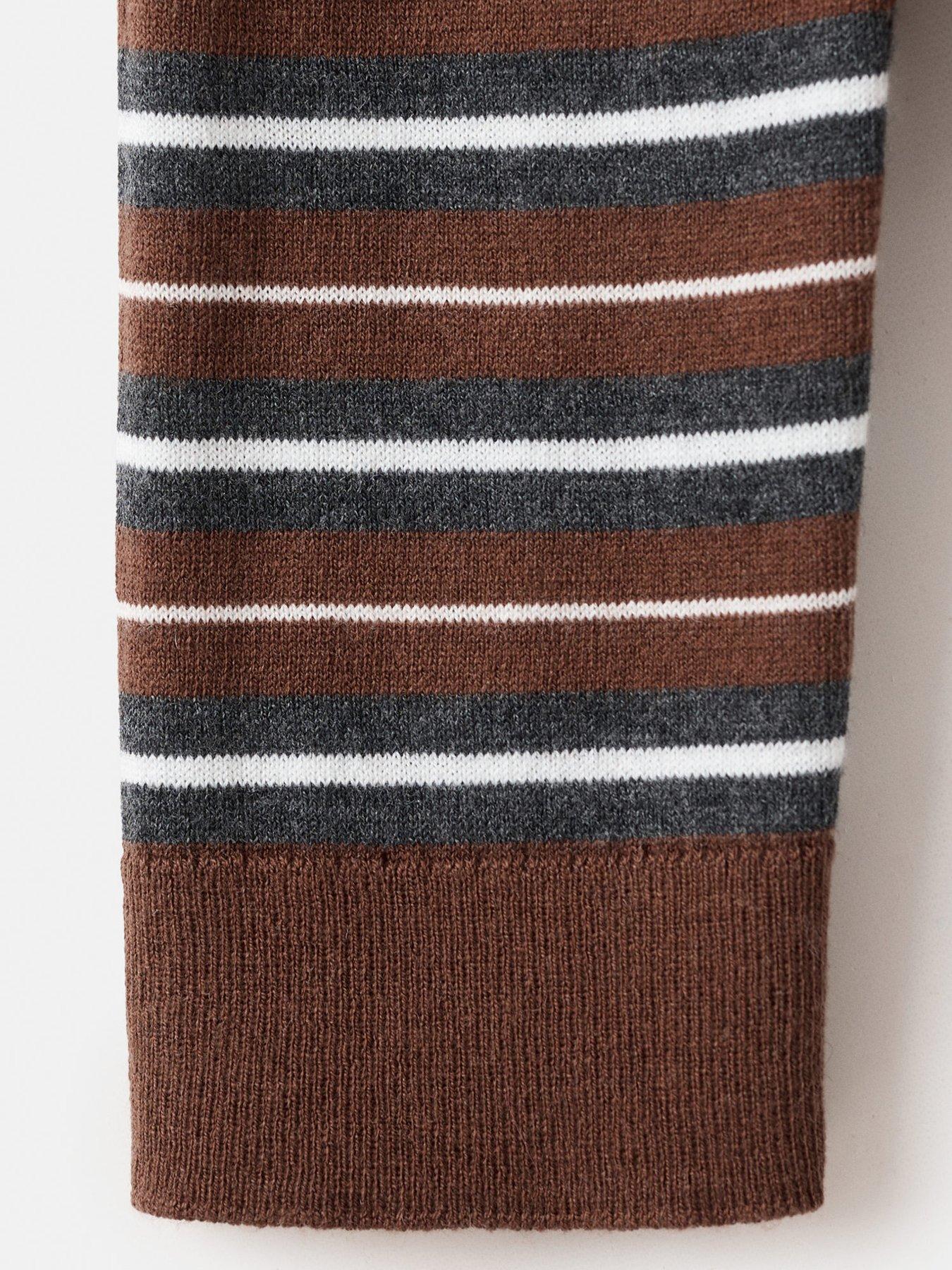 Image 5 of 6 of Mango Knit Striped Sweater - Brown