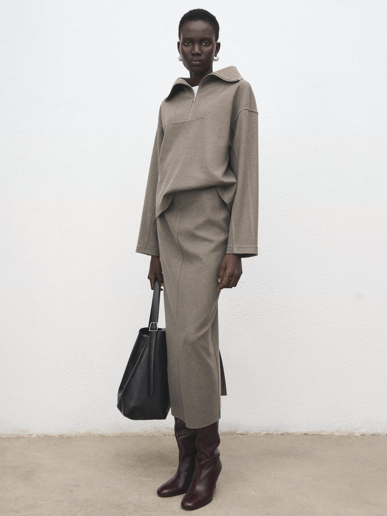 Mango Turtleneck Sweatshirt With Zip - Grey