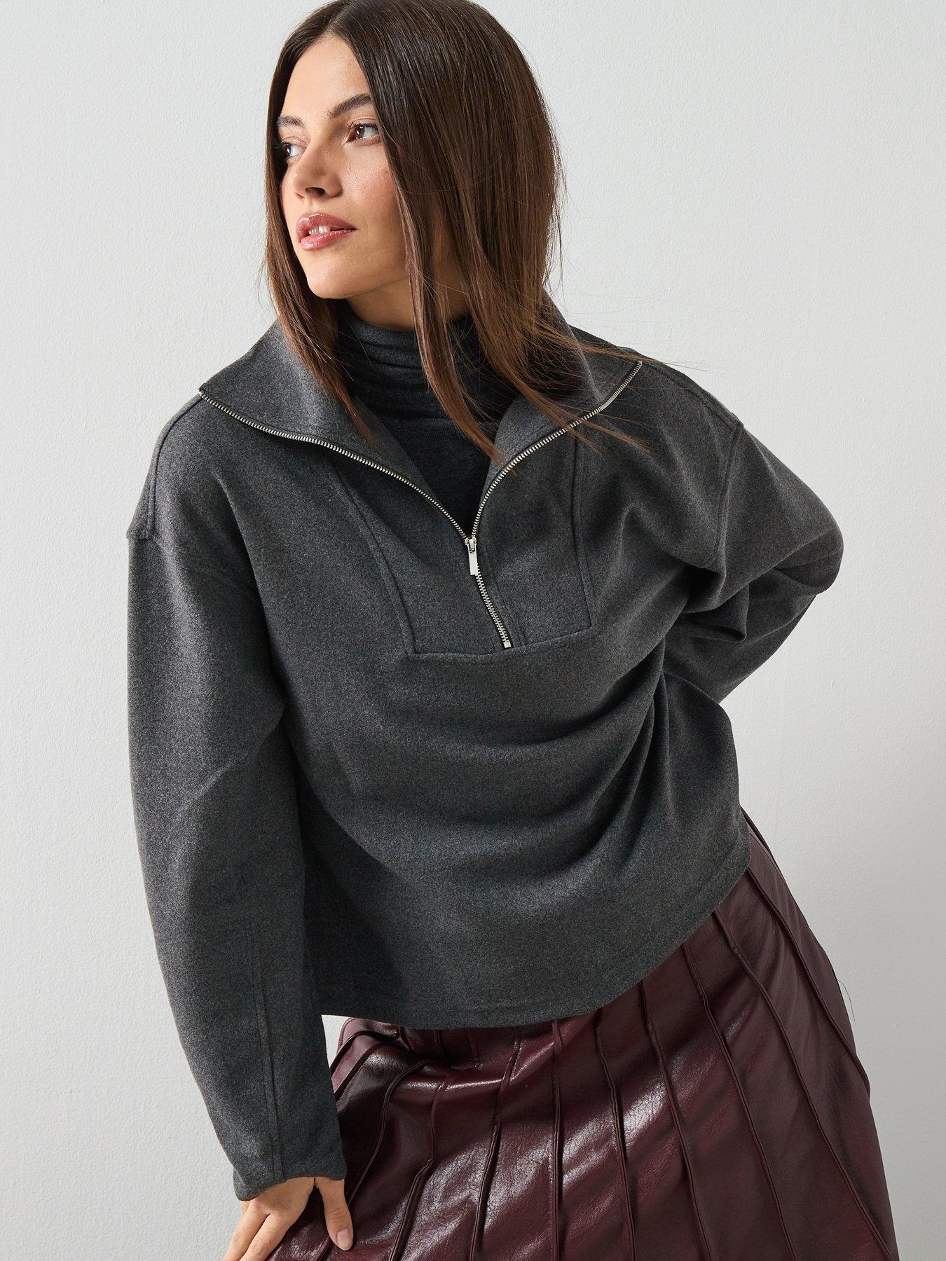 Mango Turtleneck Sweatshirt With Zip - Grey