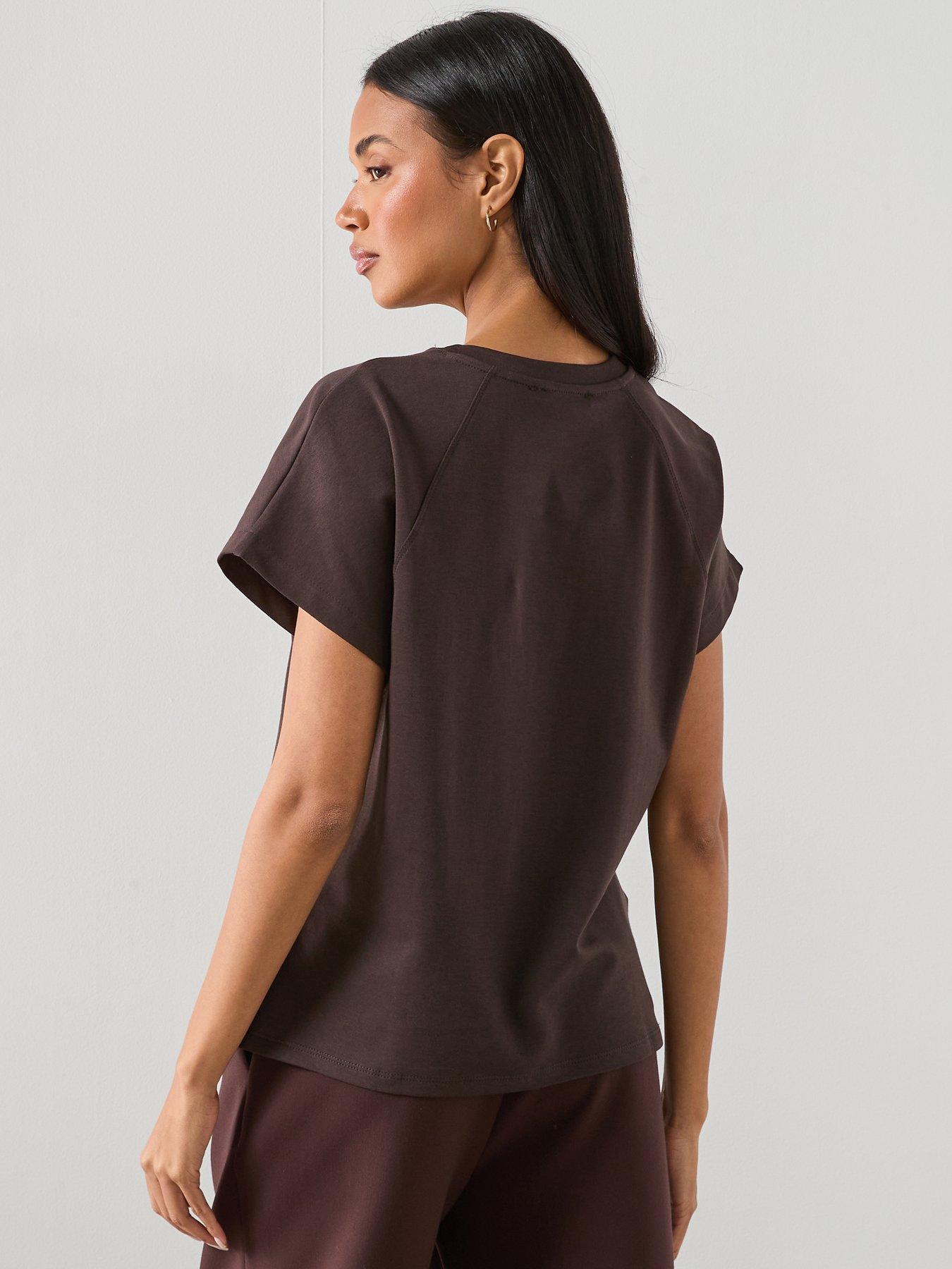mango-short-sleeved-cotton-t-shirt-brownstillFront