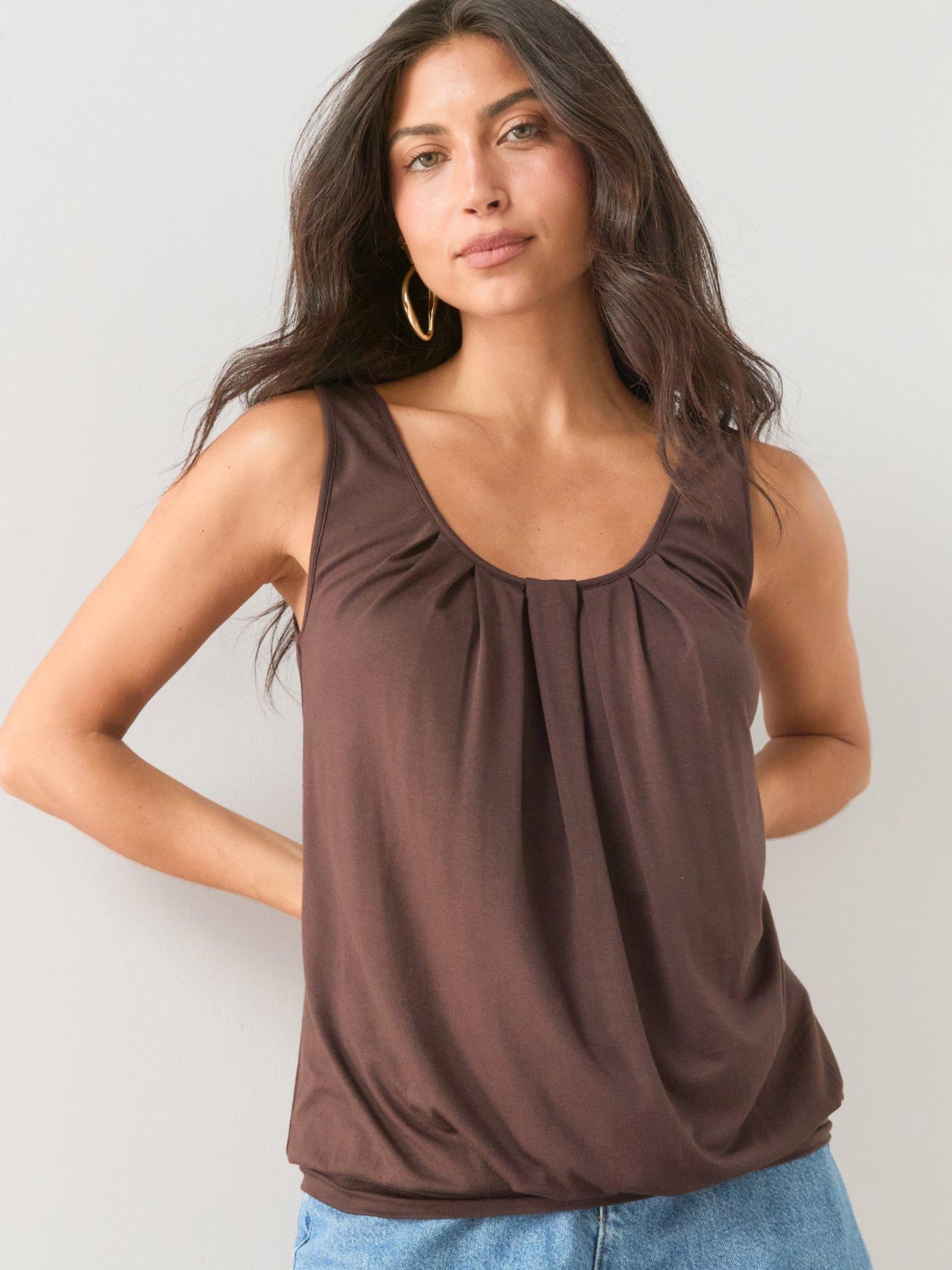 The Very Collection Stretch Bubble Hem Vest - Brown