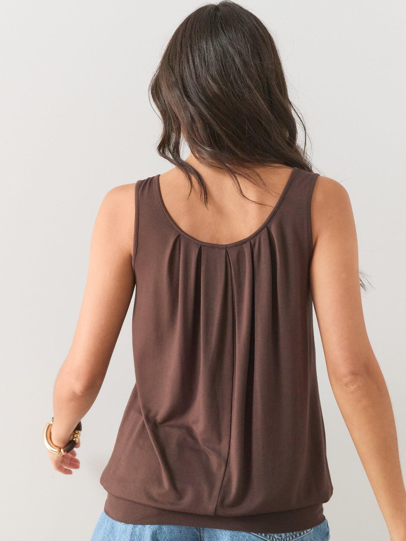 Image 2 of 6 of The Very Collection Stretch Bubble Hem Vest - Brown