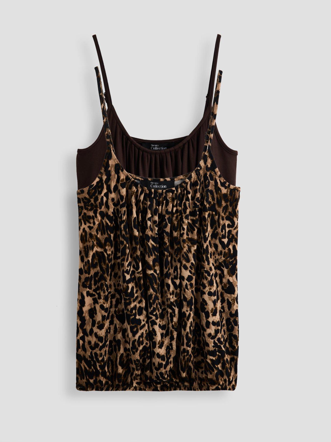 The Very Collection 2 Pack Stretch Cami Tops - Animal Print