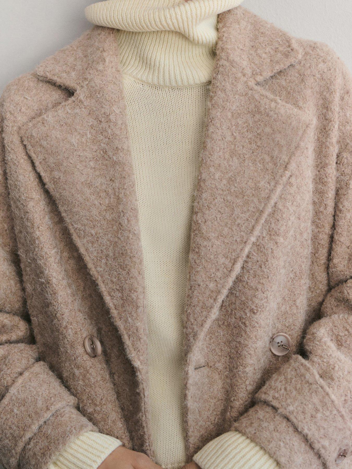 Image 4 of 6 of Mango Finsti Boucle Coat - Beige