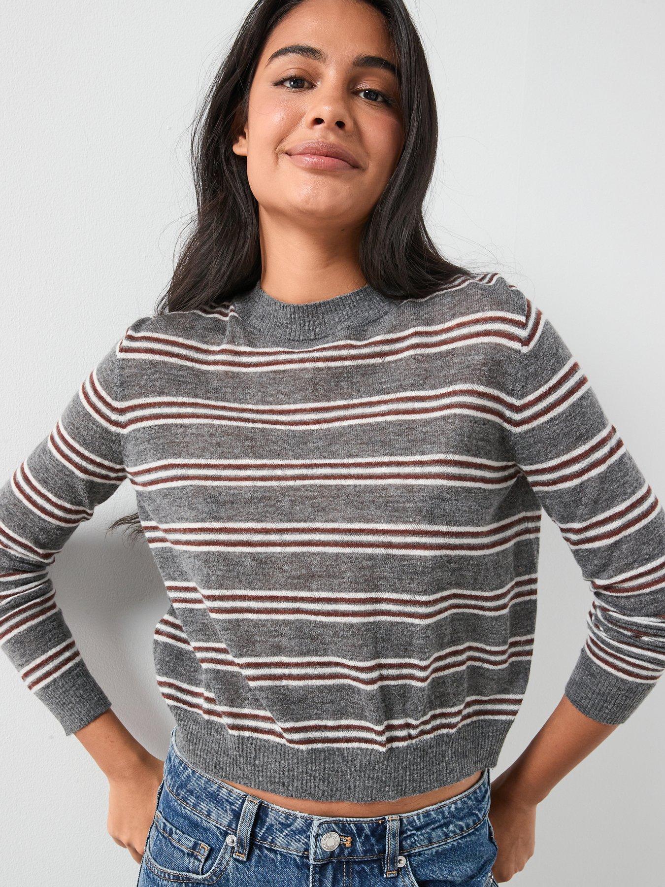 mango-knit-striped-sweater-grey